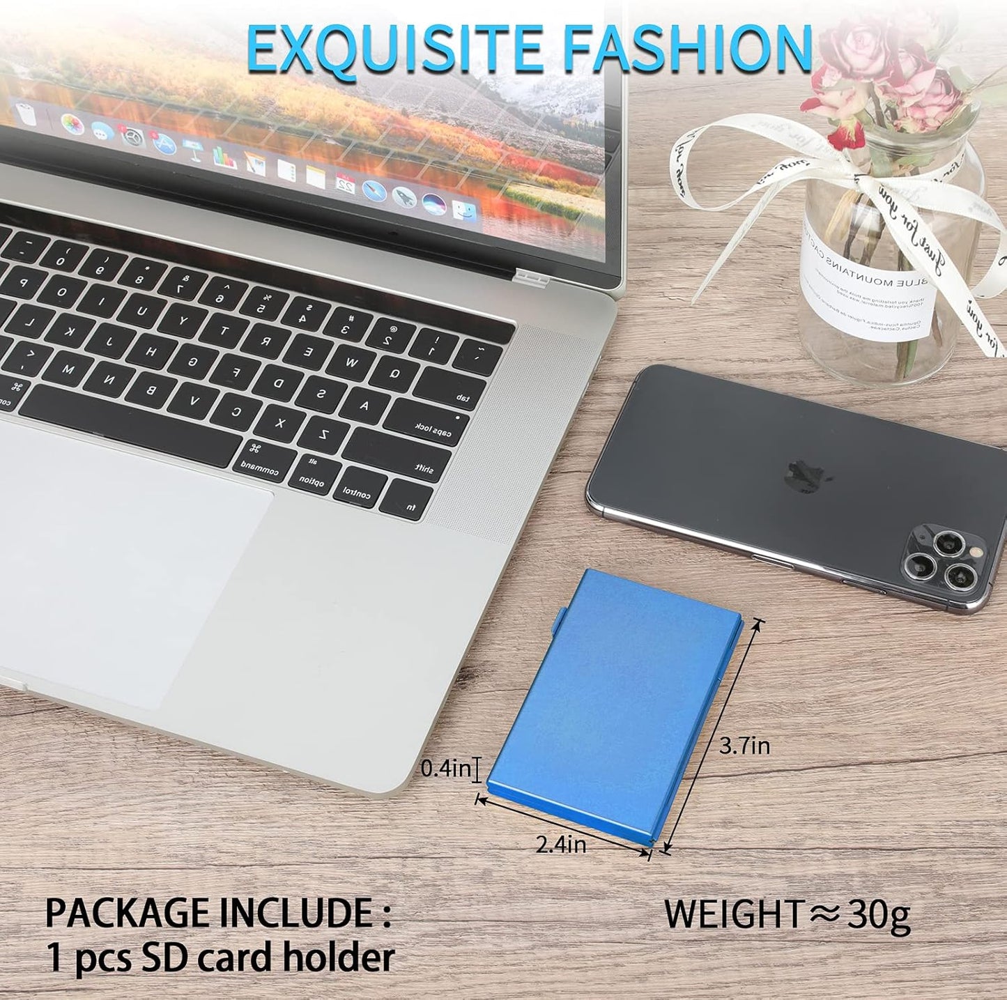 SD Card Holder, SD Card Case, LAVILI CF Memory Card Holder Case Aluminum Alloy Hard Shell, Double-Layer Capacity for 6SD Cards and 12 TF Cards Blue Color
