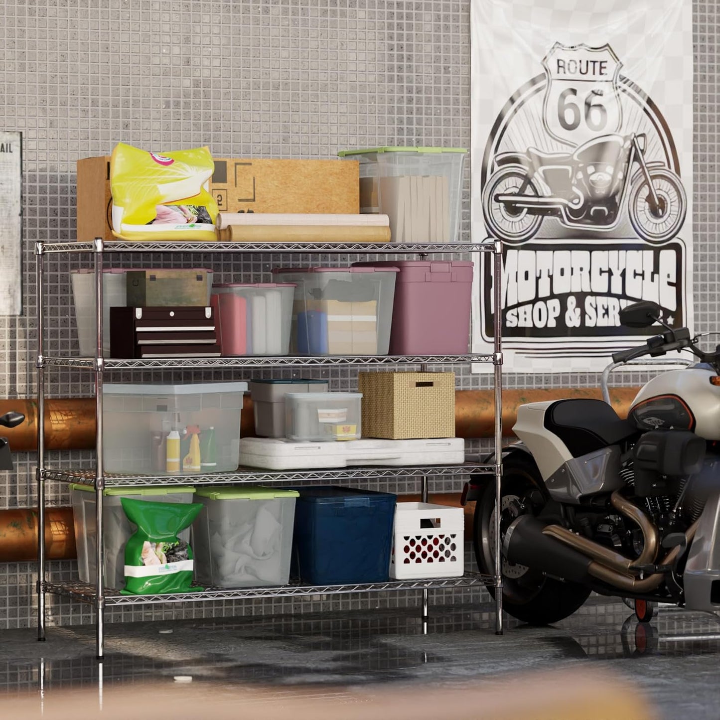 24" Deep x 60" Wide x 54" Height Wire Shelving Kit | 4-Tier | NSF Commercial Storage Rack Unit