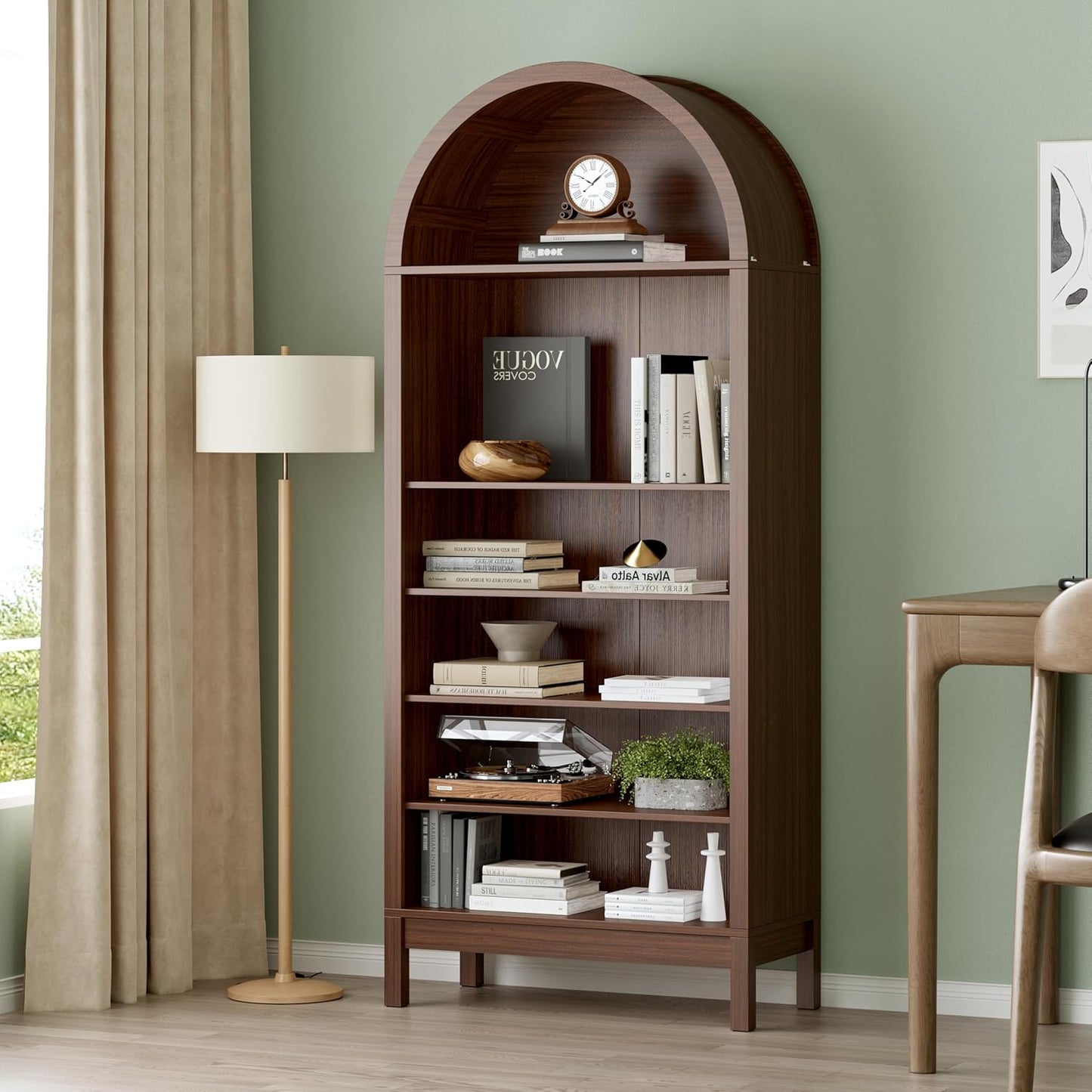 70" Tall Arched Shoe Cabinet, 7-Tier Shoe Rack with 3 Adjustable Shelves, Large Freestanding Shoe Organizer for Entryway, Closet, Hallway, Living Room (Walnut Brown)
