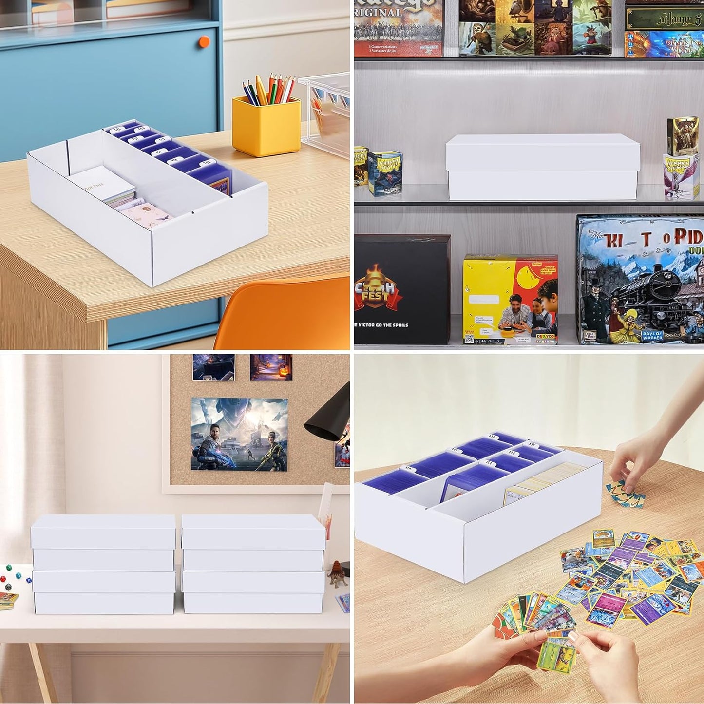 Trading Card Storage Box 2 Pack–2400 Count Cardboard Organizer with Dividers for MTG, TCG, Sports, Toploader, Commander