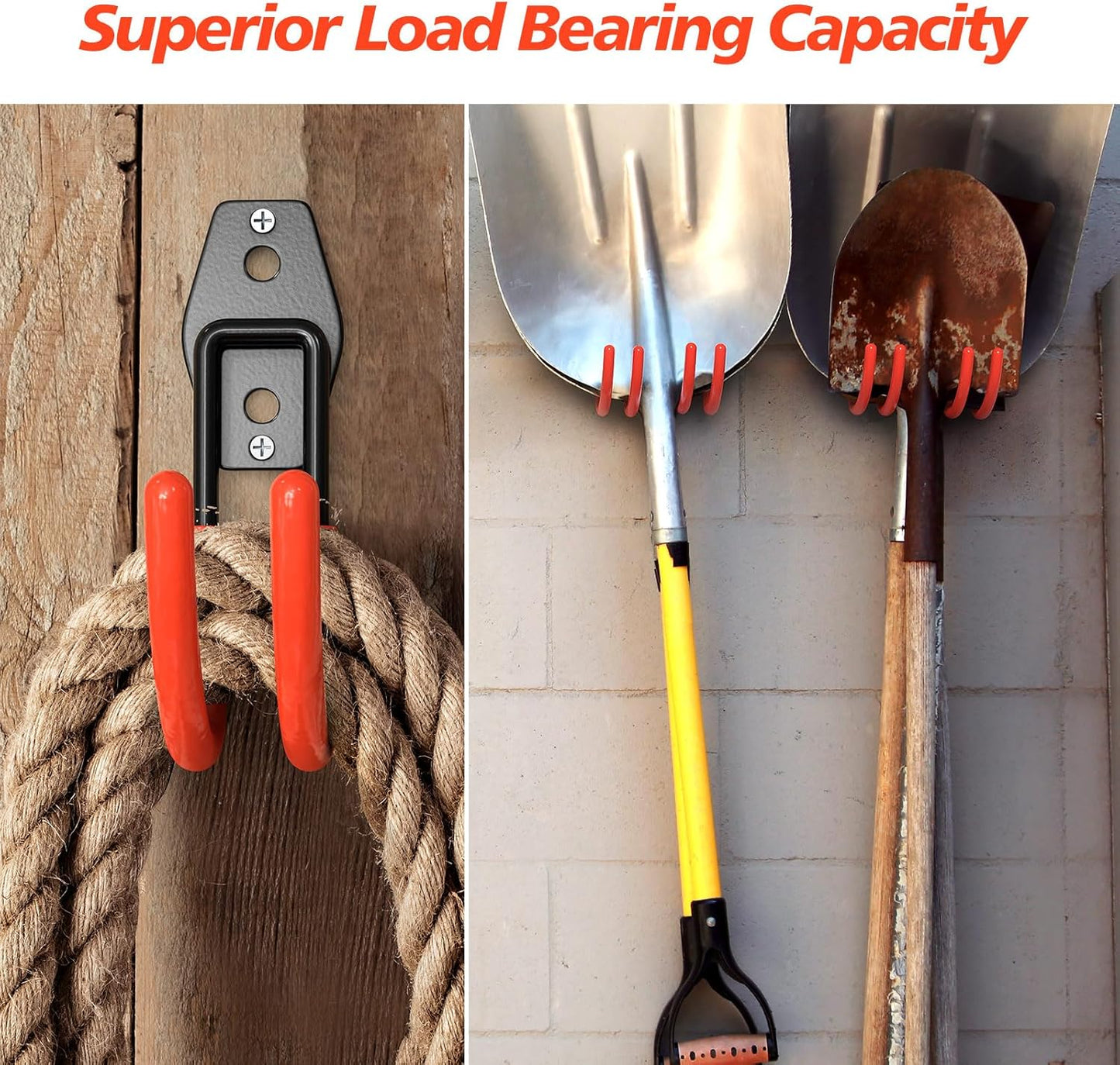 4 Pack Heavy Duty Garage Hooks,Solid Steel Wall Mount Hangers,with Anti-Slip Coating,for Hanging and Organising Ladder,Bike,Ropes,Broom,Garden,Yard and Power Tools(5.5x4.1 inch)