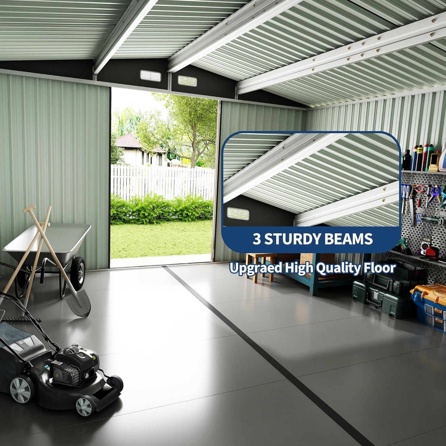12x12 FT Metal Storage Sheds Outdoor, Metal ToolShed with Lockable Door, Metals Yard Sheds Metals Garden Shed Kit, MetalUtility Sheds Buildings with Air Vent for Backyard Garden Patio Lawn