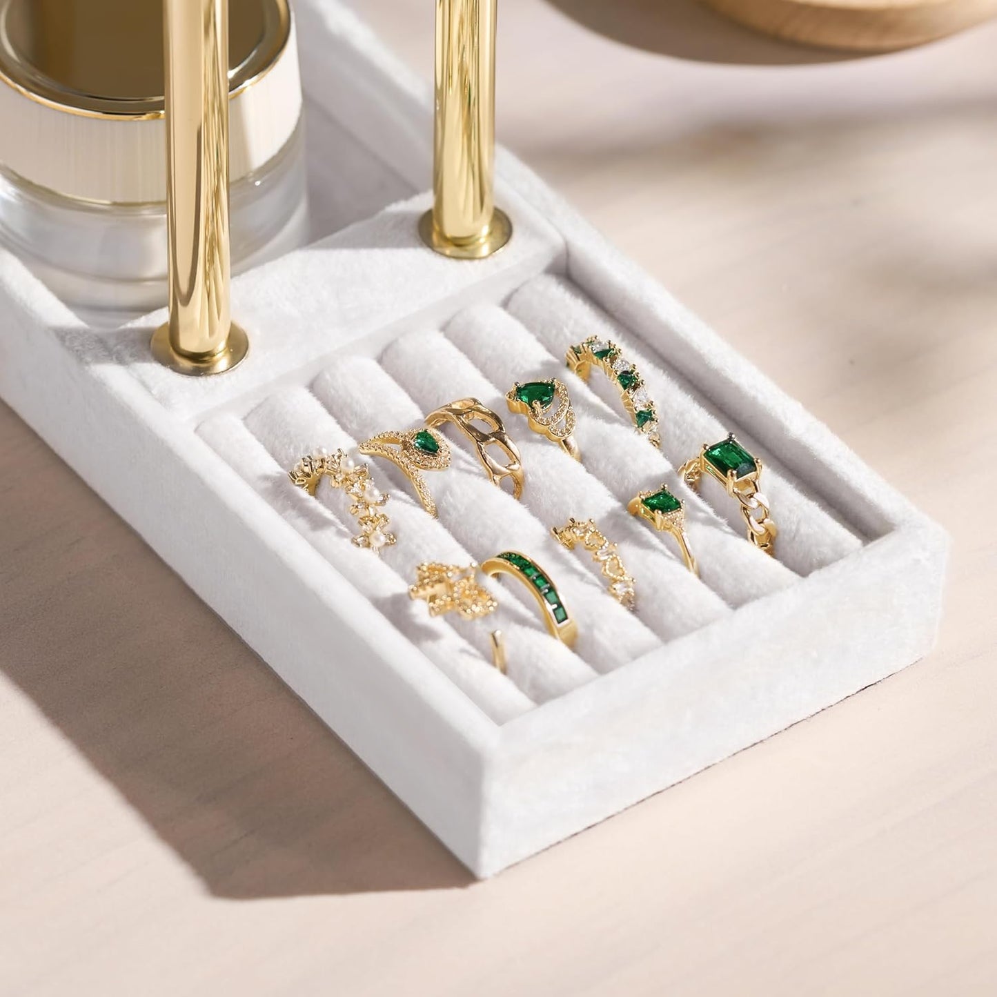 2 Tier Bracelet Holder Display - Detachable T Bar White Velvet Bracelet Holder, Jewelry Holder Organizer for Bracelet, Necklace, Earrings, Rings