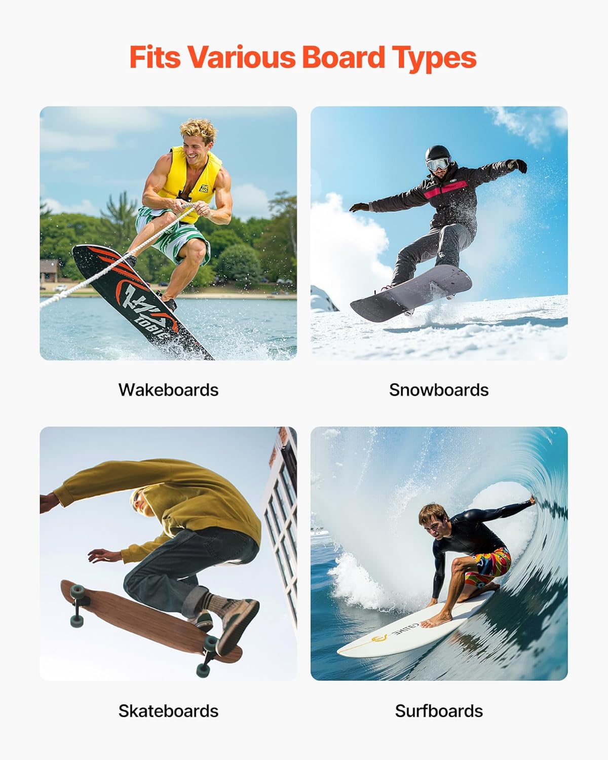 VEVOR Surfboard Wall Mount, 4 Tiers Horizontal Surfboard Rack for Storage and Display, Adjustable Height Metal Board Stand Organizer, Surf Board Holder for Snowboards, Kiteboards, Shortboard, Skis