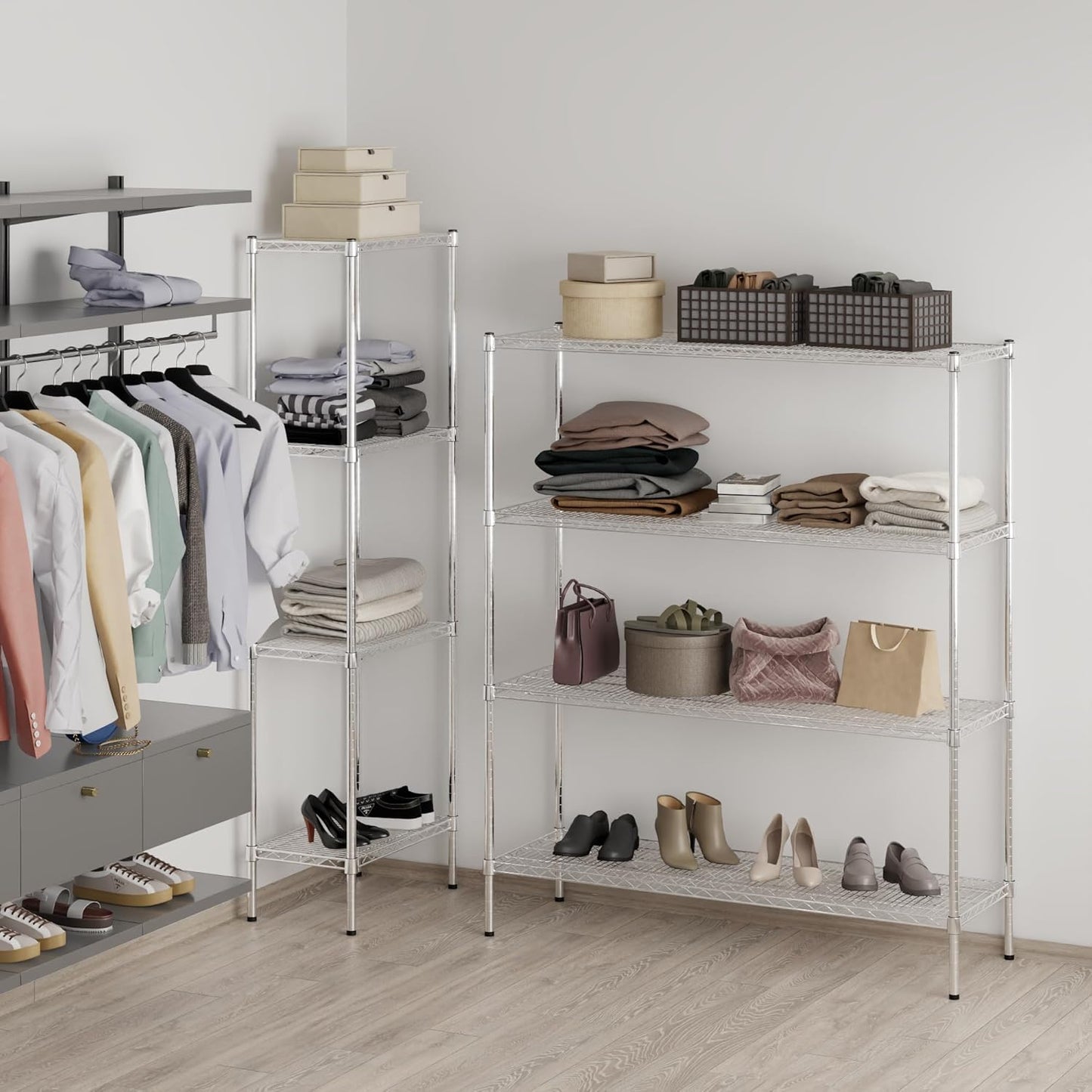 18" Deep x 54" Wide x 64" Height Wire Shelving Kit | 4-Tier | NSF Commercial Storage Rack Unit