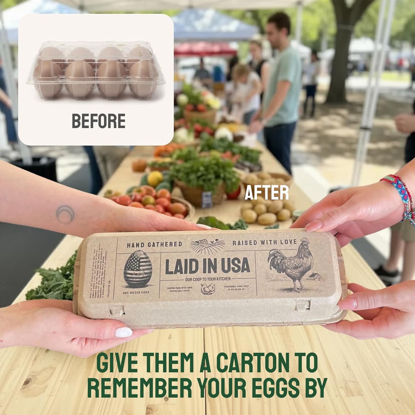 PTCOM Hatortempt Bulk Egg Cartons - 24-Pack, Reusable 12-Count Basket - Recycled Paper Pulp Protection & Ventilation - Fits Small to XL Sizes - Cardboard Dozen Egg Carton Basket