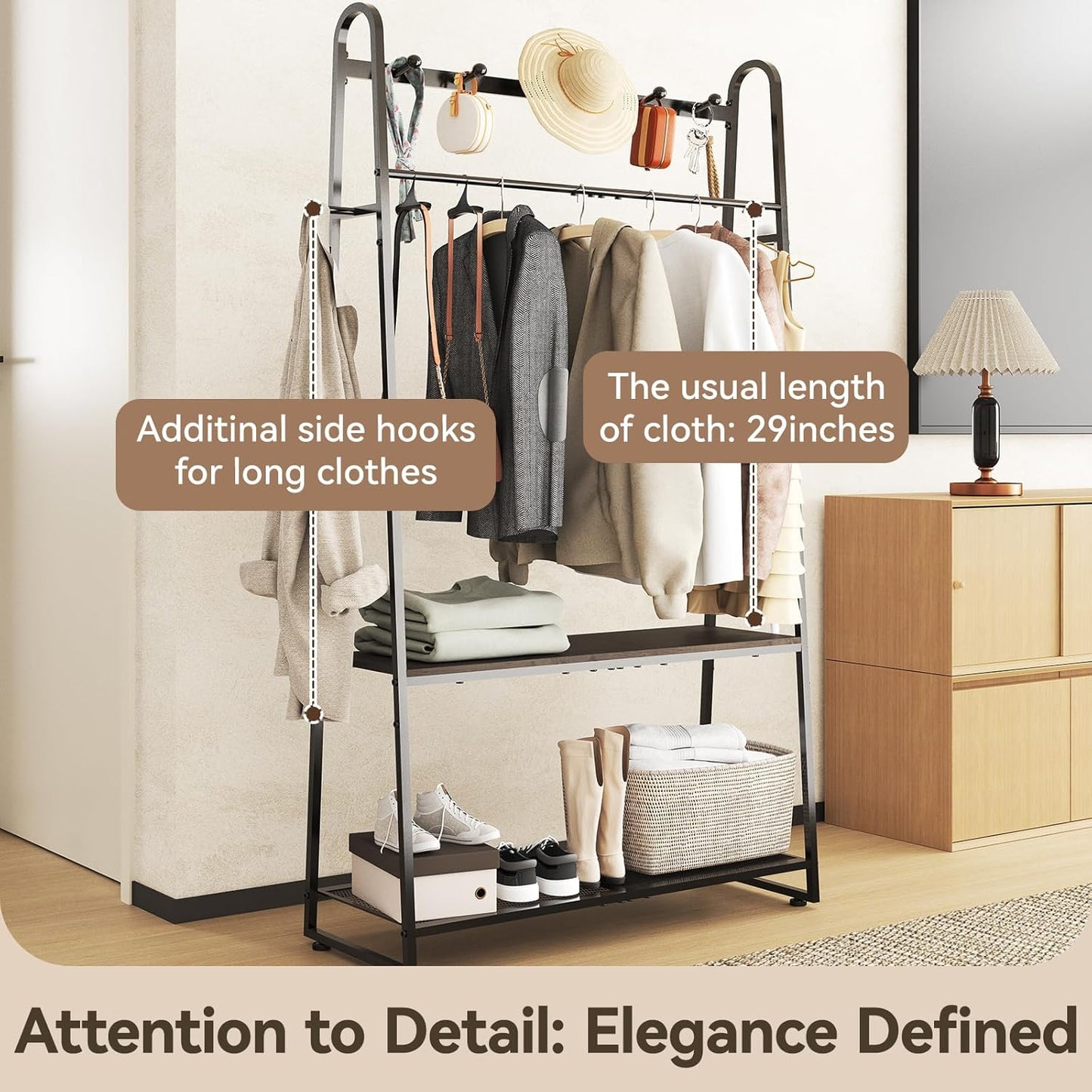 KAFAHOM Purse Organizer for Closet, Heavy Duty Coat Rack freestanding for Entryway, Oversized Bag Shelf, Purse Holder for Hanging Strap Handbags, Clothing, Ideal Storage for Small Space Solution