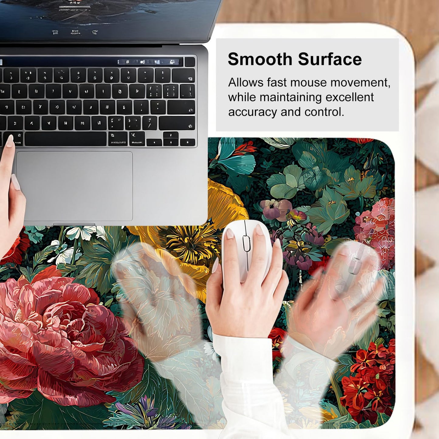 Vintage Oil Painting Floral Mouse Pad – Large Extended Desk Mat 31.5 x 11.8 in– Baroque Style Botanical Design, Waterproof Surface, Non-Slip Rubber Base, Oversized Mouse & Keyboard Pad for Art Lovers