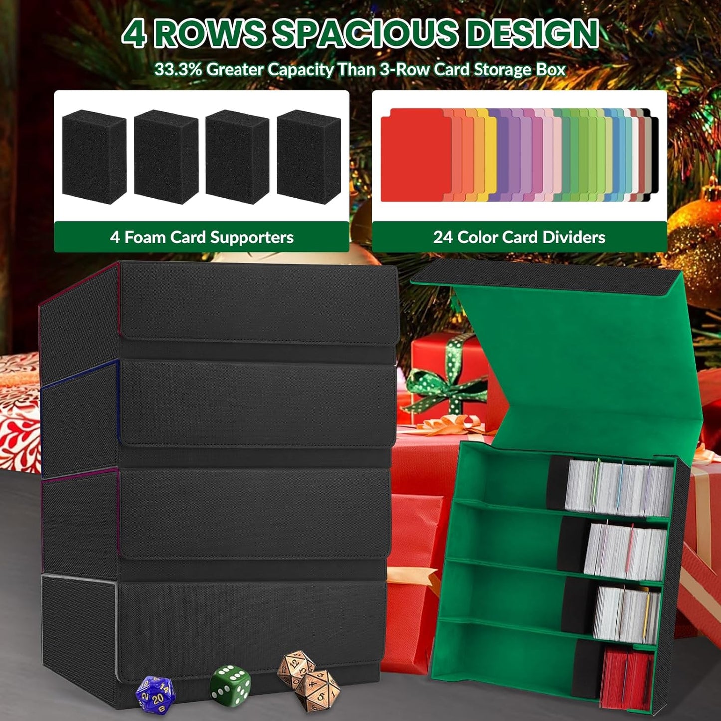 AOBOPLE Trading Card Storage Box,3200+ Card Box Storage with 24 Dividers and 4 Foam Supporters PU Leather Magnetic Cards Deck Case for MTG,TCG, Magic and Sport Cards,Great Gift for Card Collectors