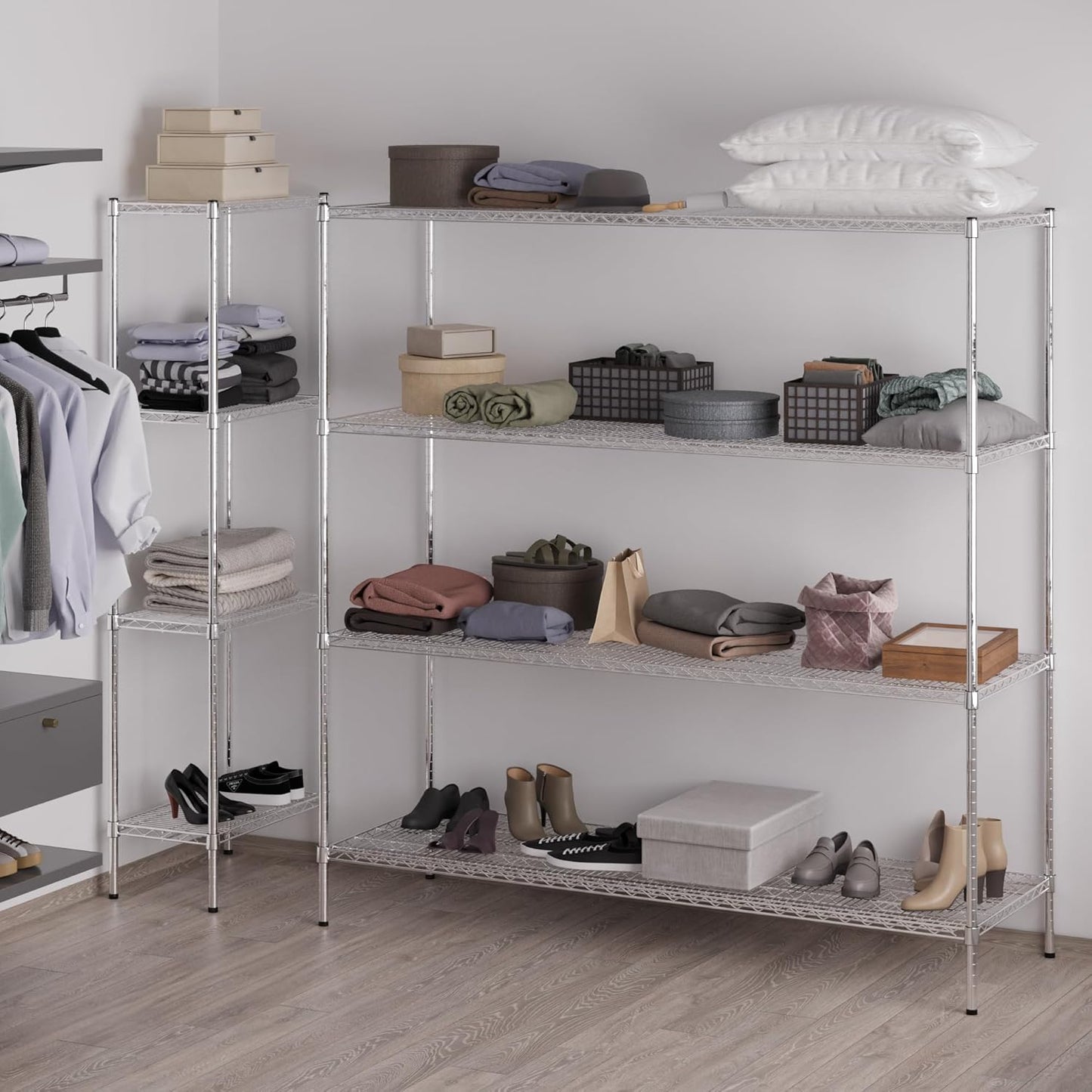 24" Deep x 72" Wide x 74" Height Wire Shelving Kit | 4-Tier | NSF Commercial Storage Rack Unit