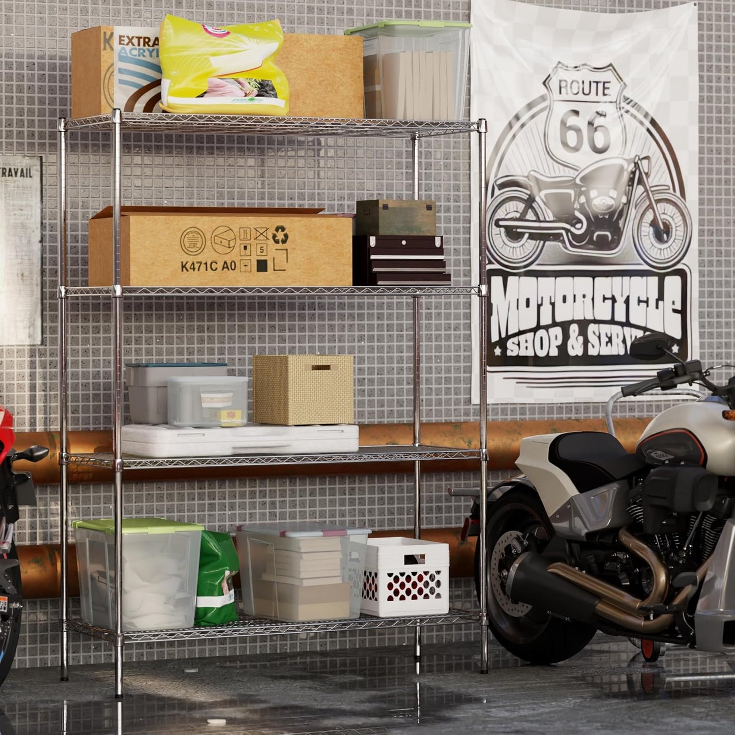 21" Deep x 54" Wide x 74" Height Wire Shelving Kit | 4-Tier | NSF Commercial Storage Rack Unit