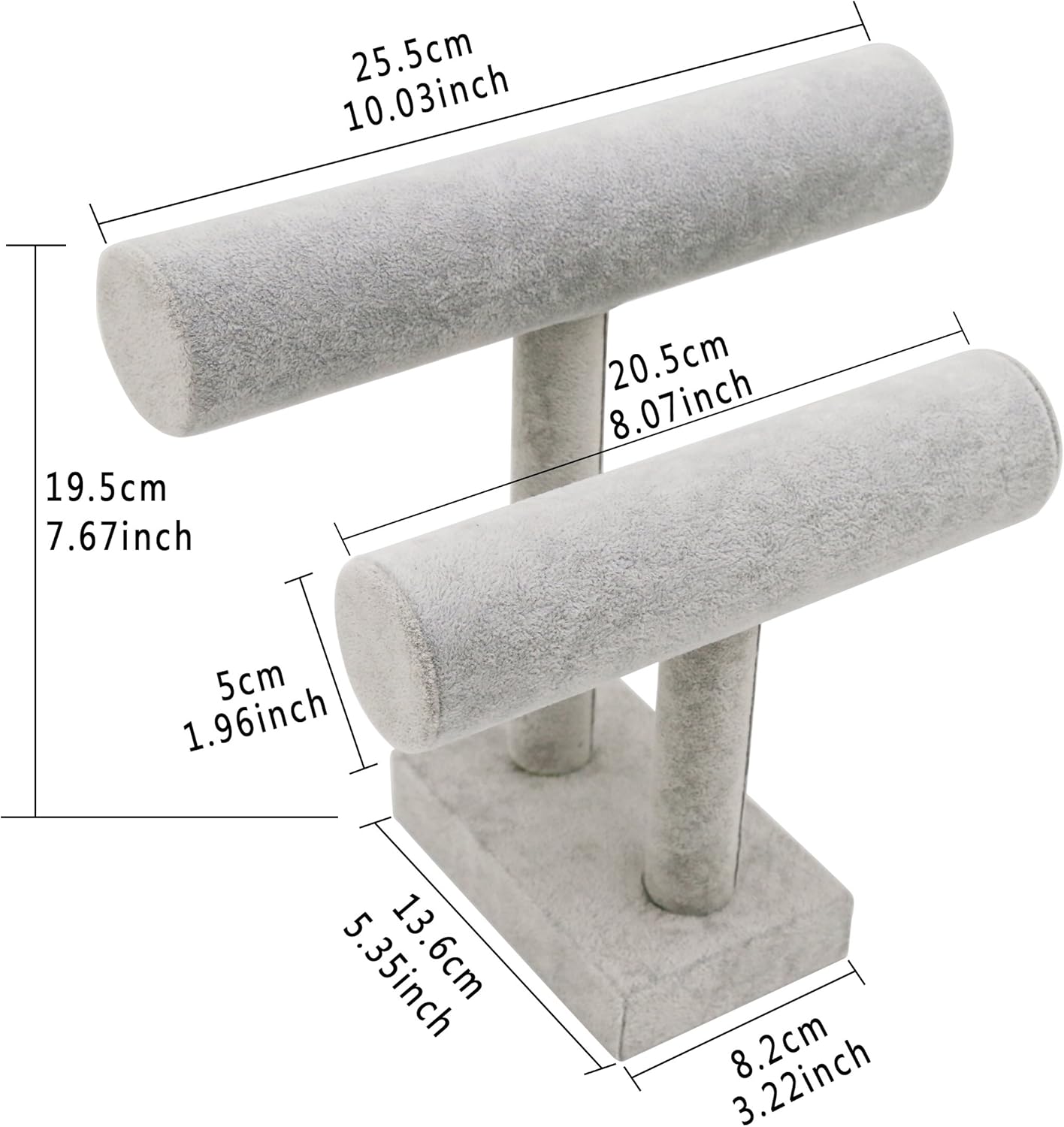 Wudygirl 2 Tier Bracelet Holder Velvet Bracelets Jewelry Holder Watches Holder Jewelry Display Stand Organizer Storage Bangle Necklace Showcase Towers(2 Tier Velvet)