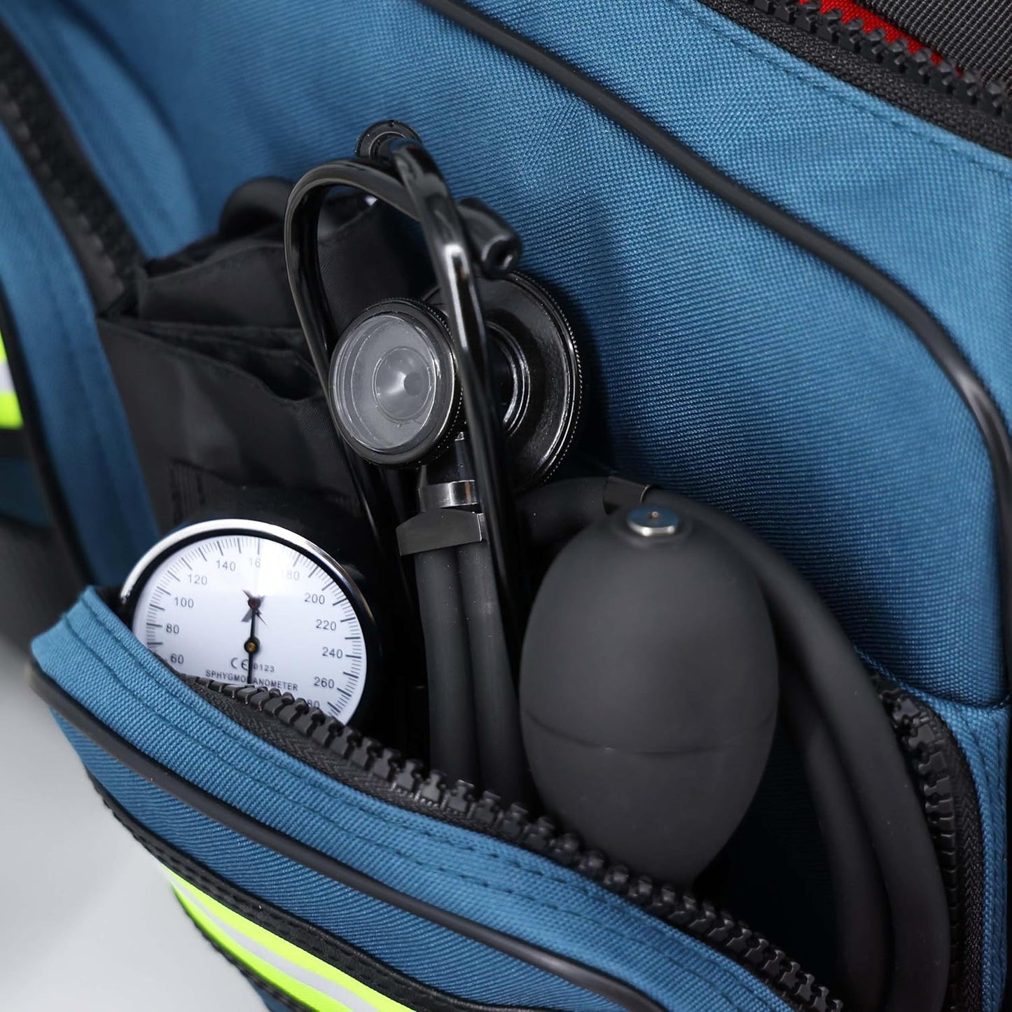 Lightning X Fully Stocked X-Tuff Modular Oxygen Trauma Bag w/Removable Organizer Pouches for EMS/EMT + First Responder - Blue