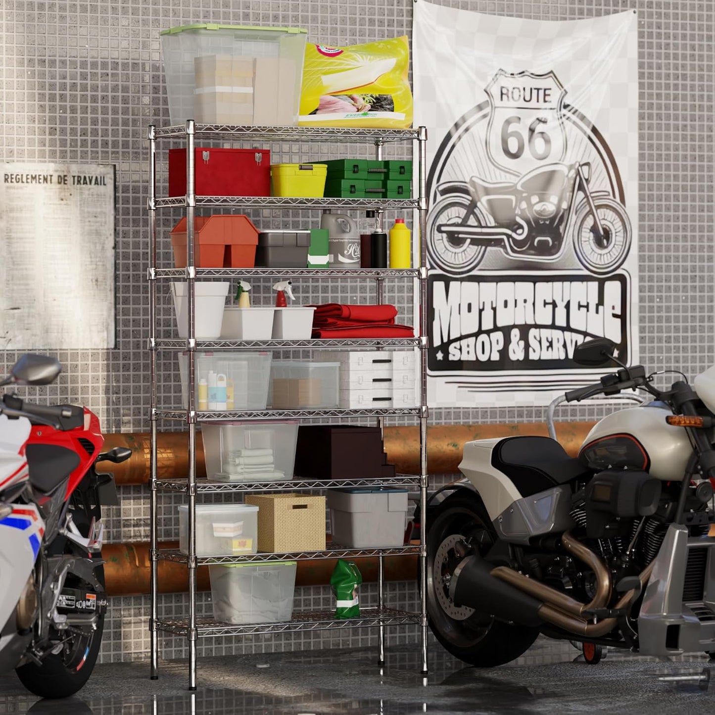 14" Deep x 36" Wide x 74" Height Wire Shelving Kit | 8-Tier | NSF Commercial Storage Rack Unit