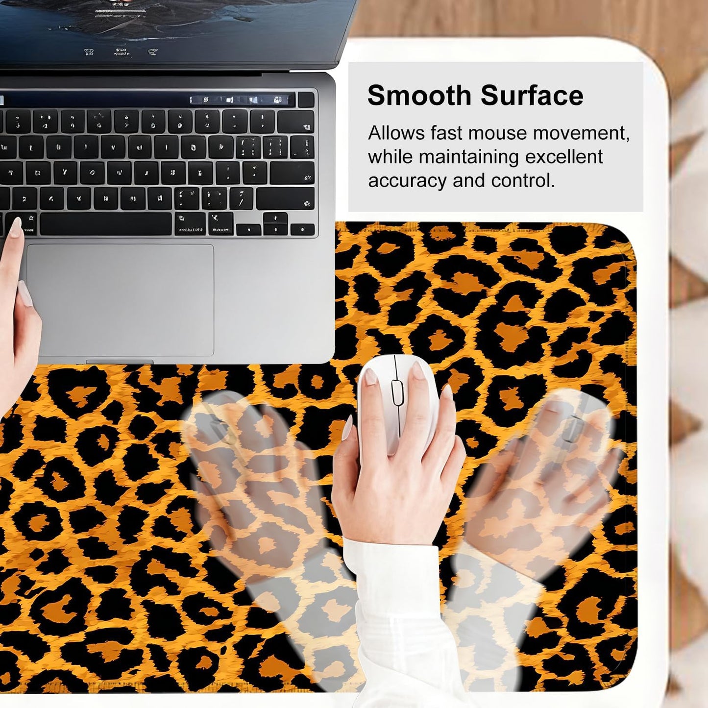 Leopard Print Mouse Pad – Large Extended Desk Mat 31.5 x 11.8 in– Bold Cheetah Animal Pattern, Non-Slip Rubber Base, Waterproof Surface, Fashionable Keyboard & Mouse Pad for Office, Home, or Gaming