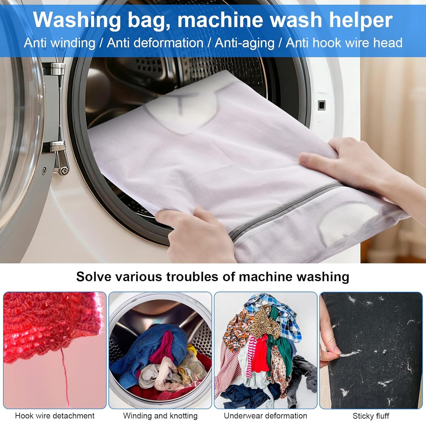 6 Pcs Laundry Bag, 12“x16”Mesh Laundry Bags for Delicates, Garment Gag for Washing Machine, for Daily Organization Travel Packing Wvzedm