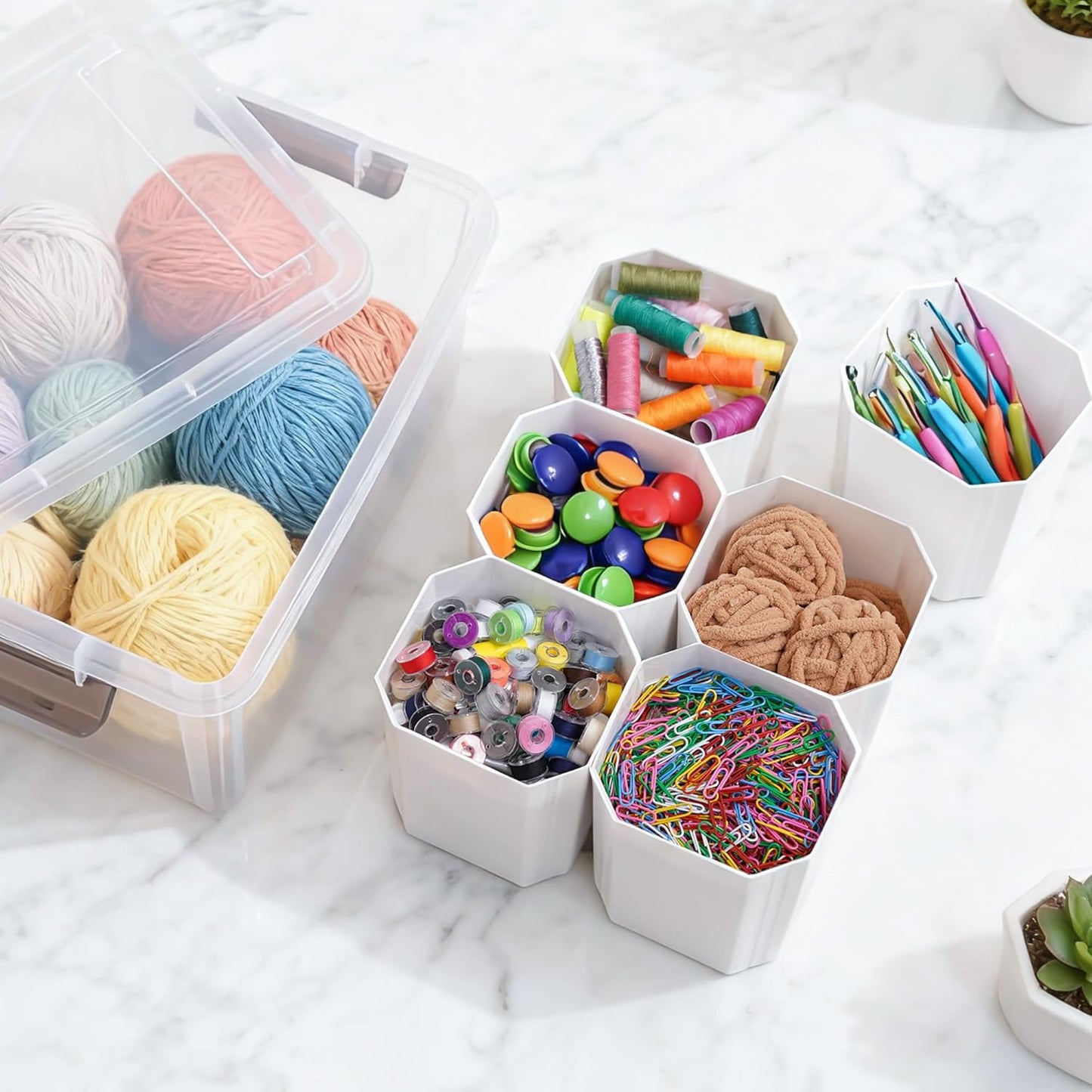 Citylife 17 QT Plastic Storage Bins Clear Storage Box with Lids Multipurpose Stackable Storage Containers for Organizing Tool, Craft, Crayon, 2 Packs