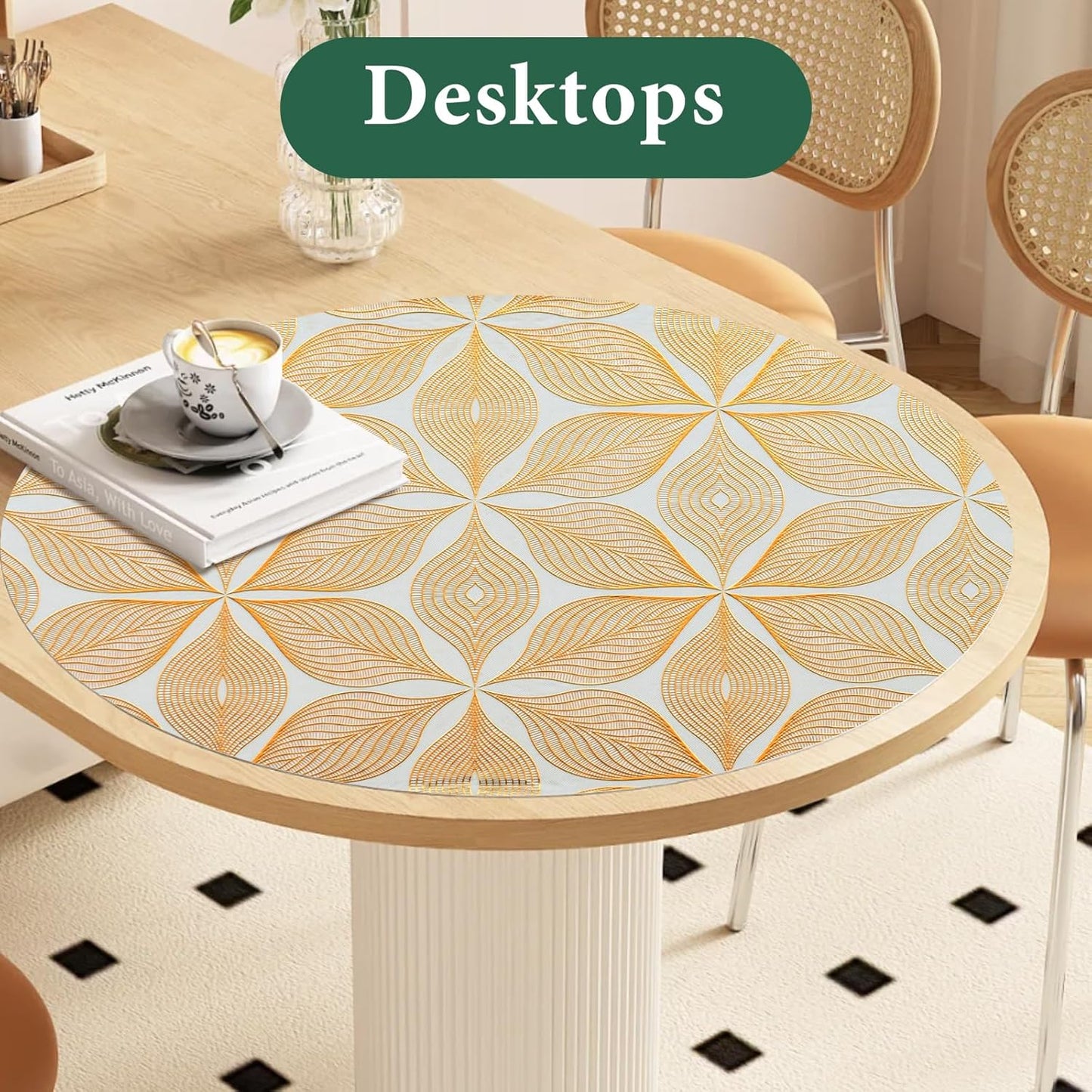 3D Drawer and Shelf Liner for Kitchen Cabinet: 12 in X 20 Ft Waterproof Shelf Paper Non Adhesive Refrigerator Liners Golden Leaf Easy Liners for Bathroom with Knife Tape Measure