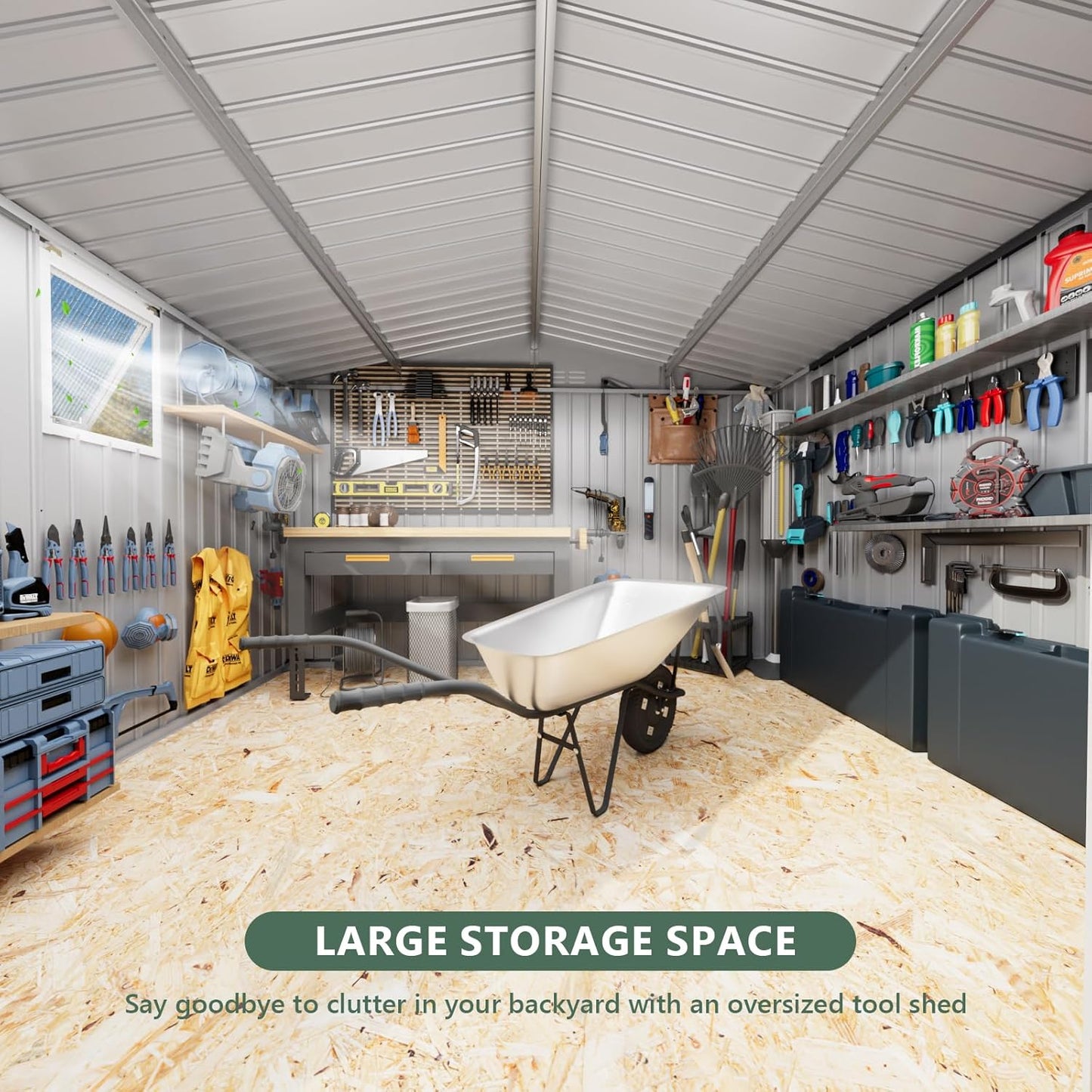 10x12 FT Metal Storage Shed,Outdoor Storage Building with Lockable Doors & 1 Vented Clear Window,Large Backyard Sheds,Waterproof Outside Storage Sheds