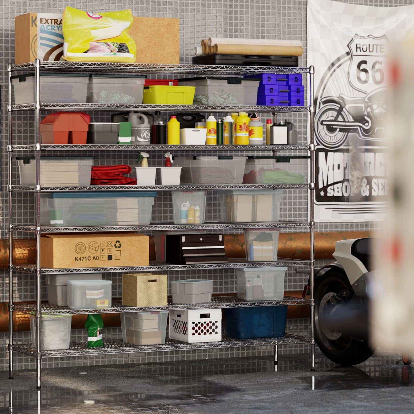 21" Deep x 72" Wide x 74" Height Wire Shelving Kit | 8-Tier | NSF Commercial Storage Rack Unit