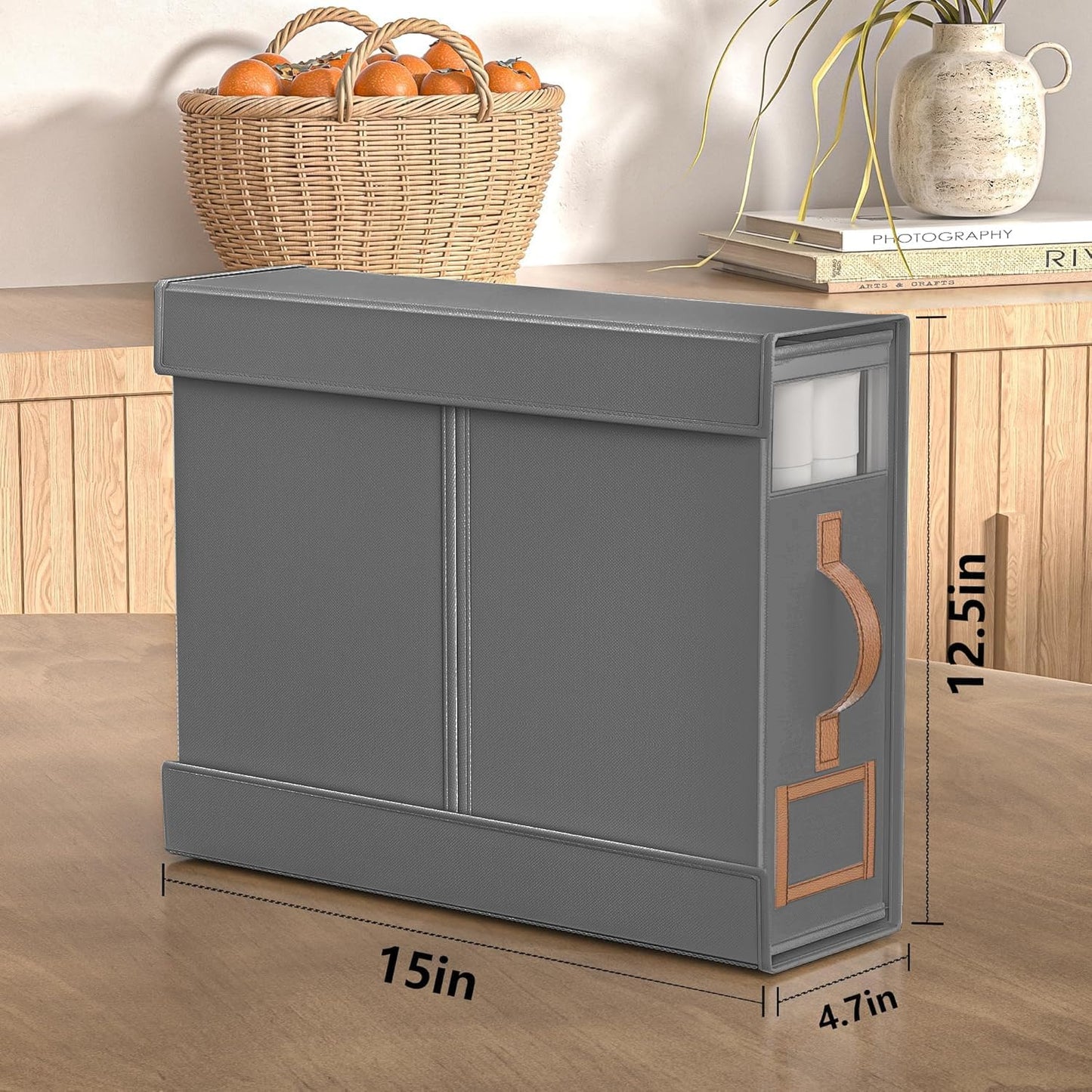 1 Pack Bed Sheet Organizers And Storage,Foldable Sheets Organizer For Linen Closet,Bedding Storage Box With Handle For Thin Bedsheets,Clothes,Blanket-Gray