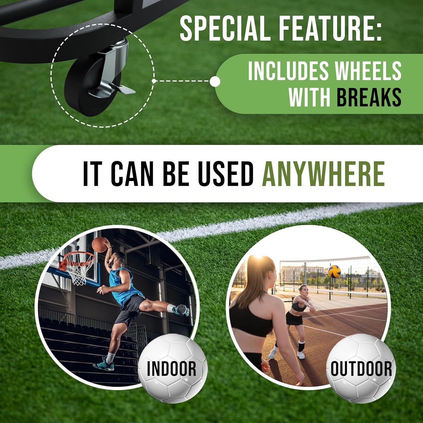 Ball Cart - Basketball Cart with Wheels, Ball Cage Garage Sports Equipment Organizer, Metal Rolling Multi Sports Ball Storage for Gym, Lockable Lid, Indoor and Outdoor.