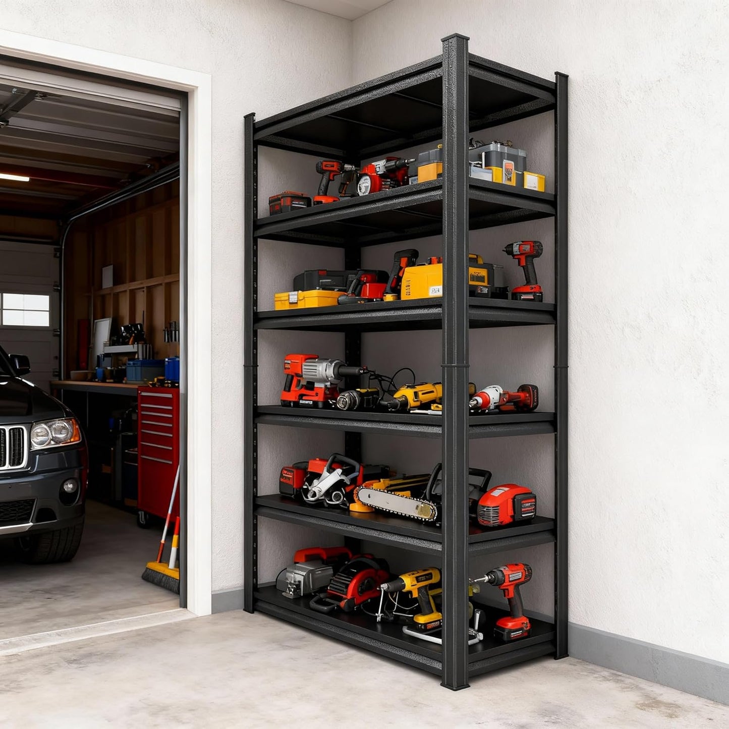 Garage Storage Shelves,5 Tier Shelving Unit, 40 inch Wide, 18” Deep, 78” Tall Organizer Metal Shelf for Basement/Laundry/Pantry Heavy Duty, Adjustable,Easy to Install (6Tier-39.4"Wx17.7"D"dx77.2"h)