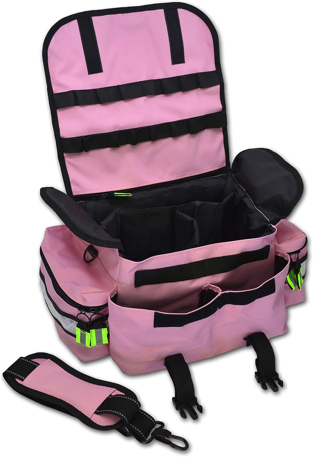 Lightning X Personalized First Responder EMT EMS Trauma Bag w/Stocked First Aid Fill Kit B & Custom Embroidered Name Patch (Pink)