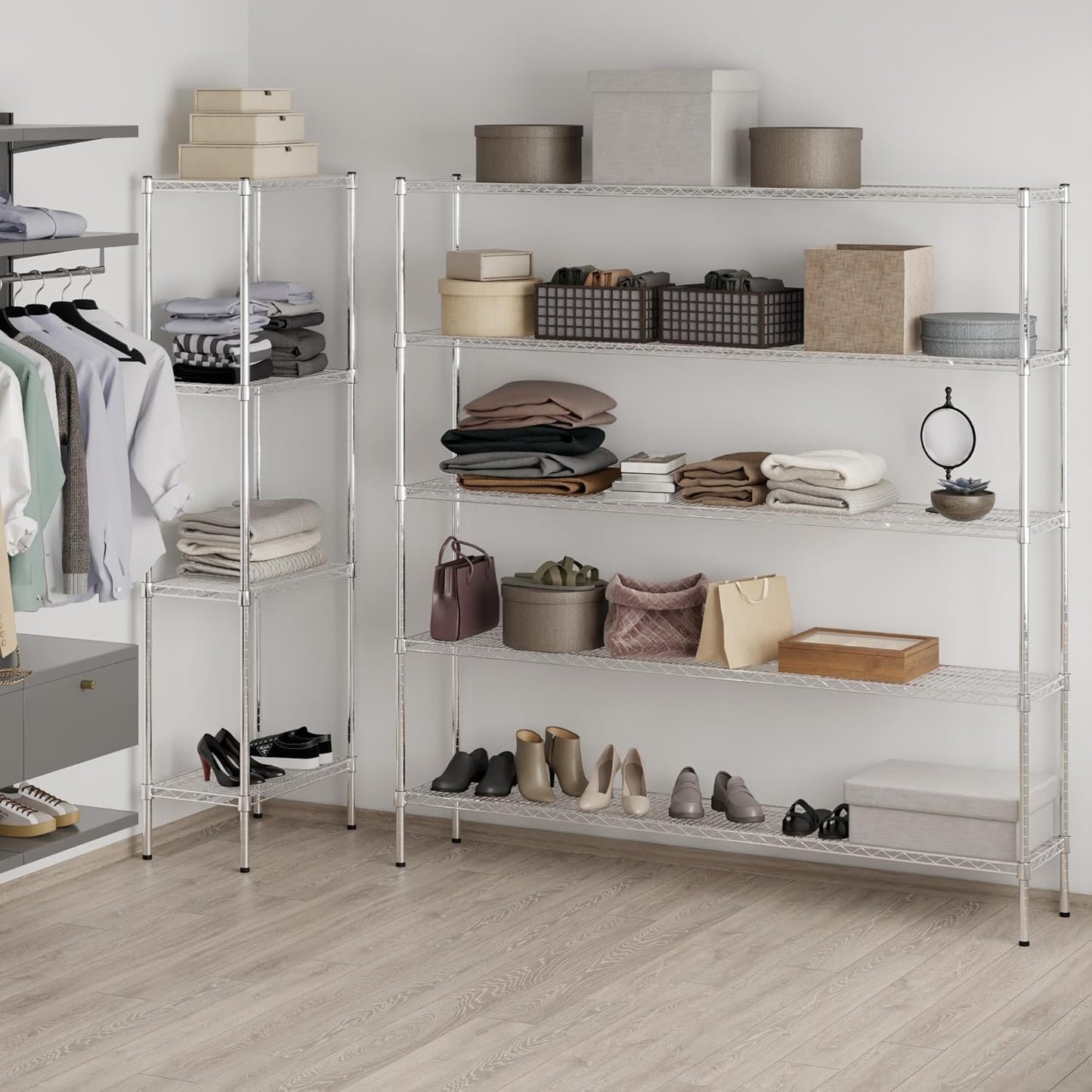 14" Deep x 72" Wide x 74" Height Wire Shelving Kit | 5-Tier | NSF Commercial Storage Rack Unit
