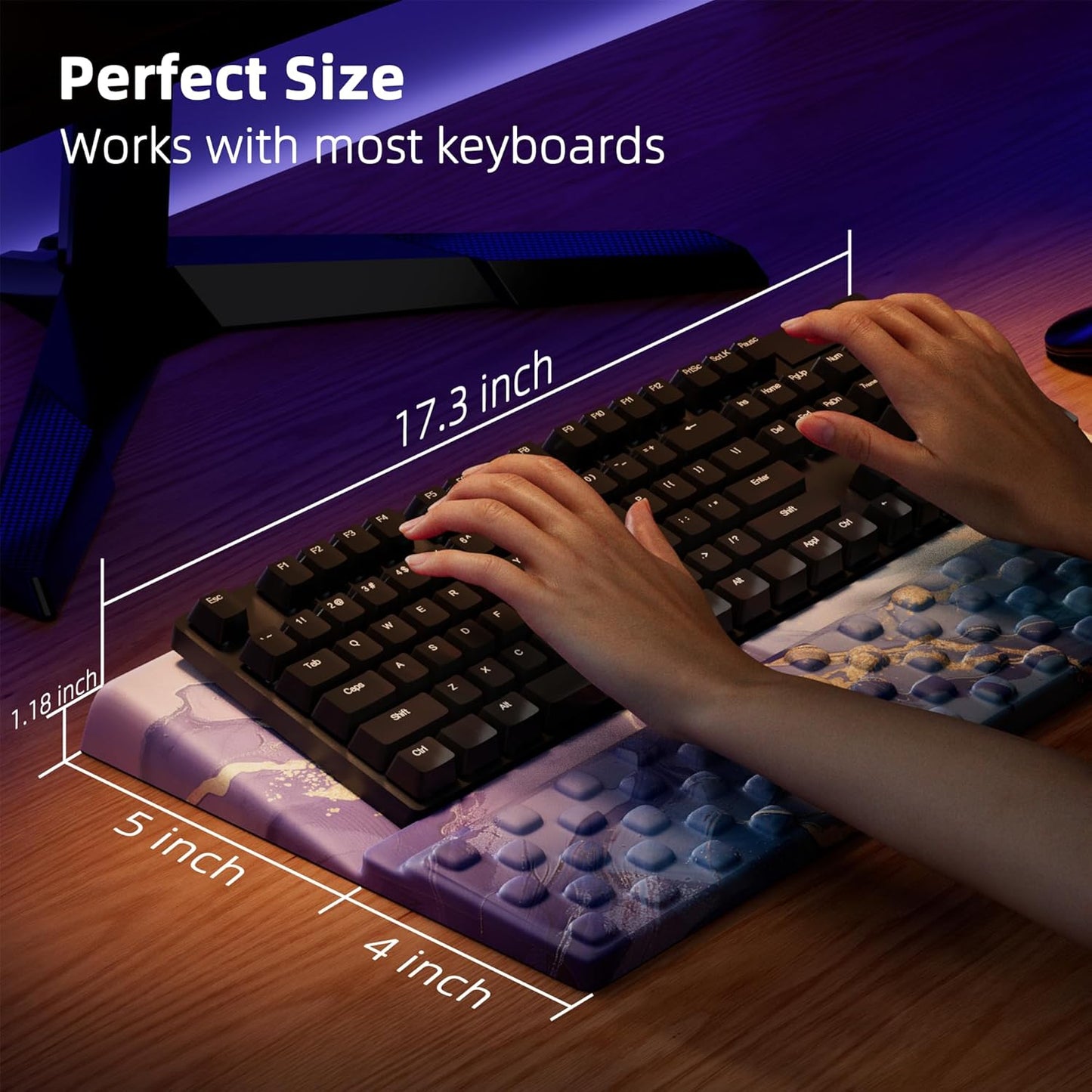 Ospelelf Computer Keyboard Stand Tilt with Wrist Rest, Comfy Ergonomic Keyboard Riser Holder for Desktop