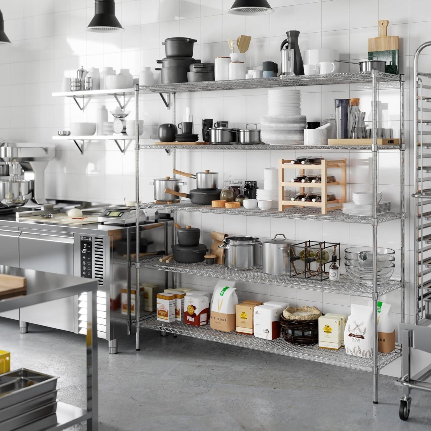 18" Deep x 72" Wide x 74" Height Wire Shelving Kit | 5-Tier | NSF Commercial Storage Rack Unit