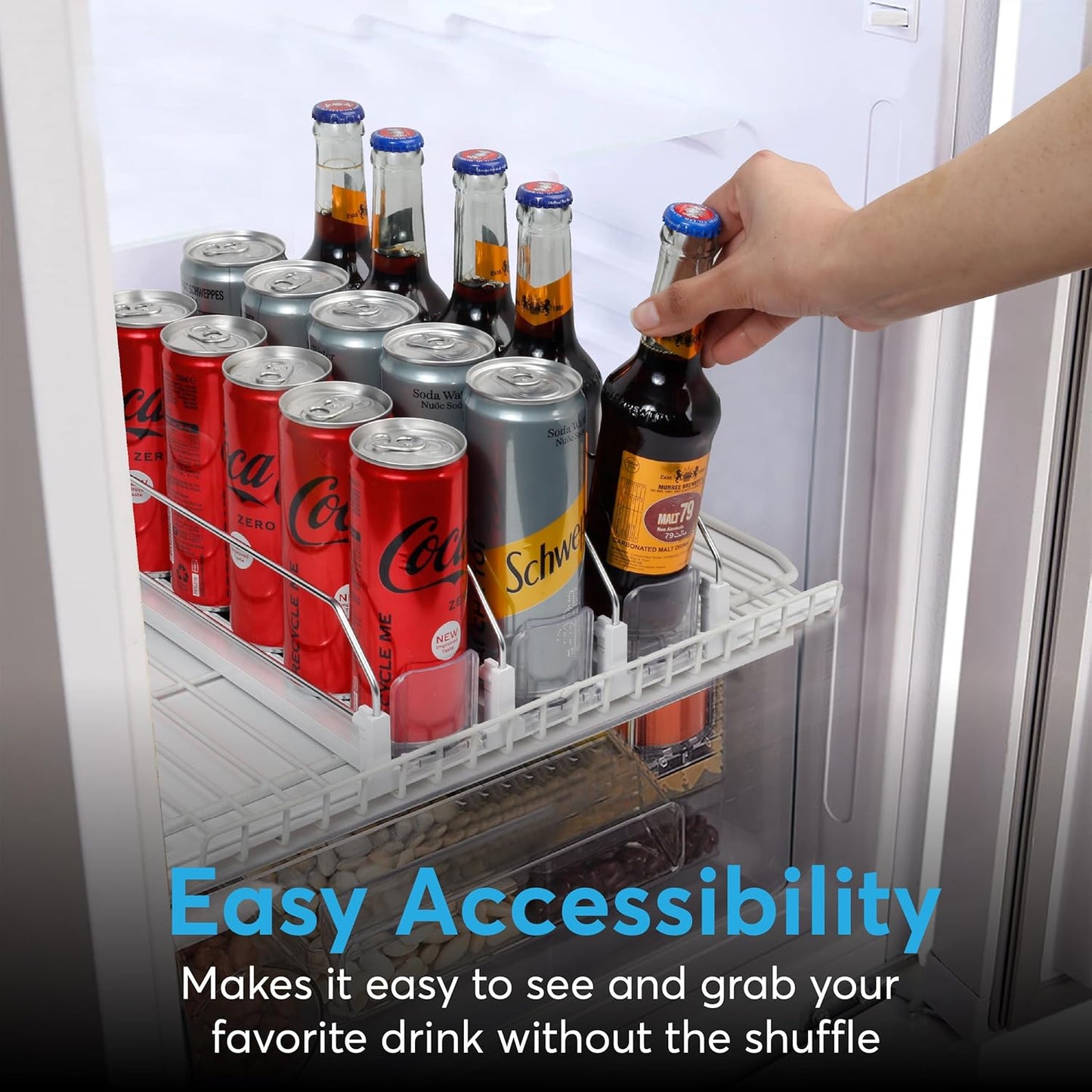 Dwella Drink Organizer for Fridge – 6-Tier Can Dispenser for Fridge, Self-Pushing Drink Dispenser Fridge, Adjustable Width Fridge Cans Organizer, Durable Soda Drink Organizers for Refrigerator