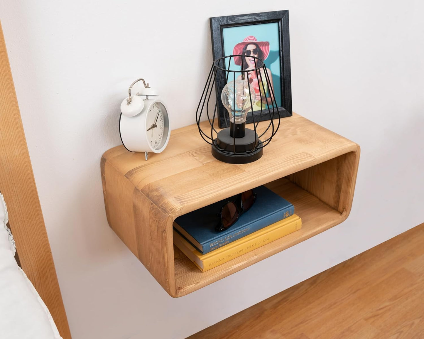 Floating Nightstand Wooden, Bedside Table, Nightstand Shelf, Handmade, Wall Mounted Bedside Shelf, Minimalist and Unique Style (Madrid)