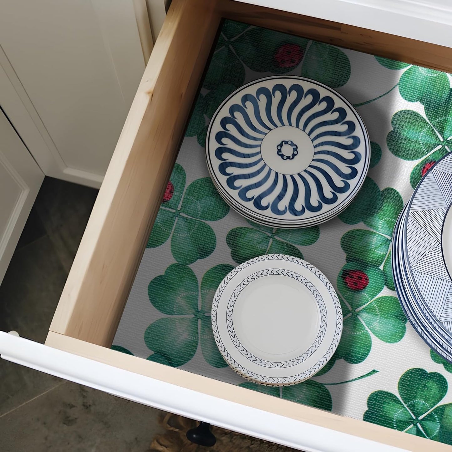 12" W x 60" L Floral Drawer and Shelf Liner for Cabinets, Non-Adhesive Strong Grip Non-Slip Flower Shelf Cabinet Kitchen Shelf Liners for Kitchen Cabinets