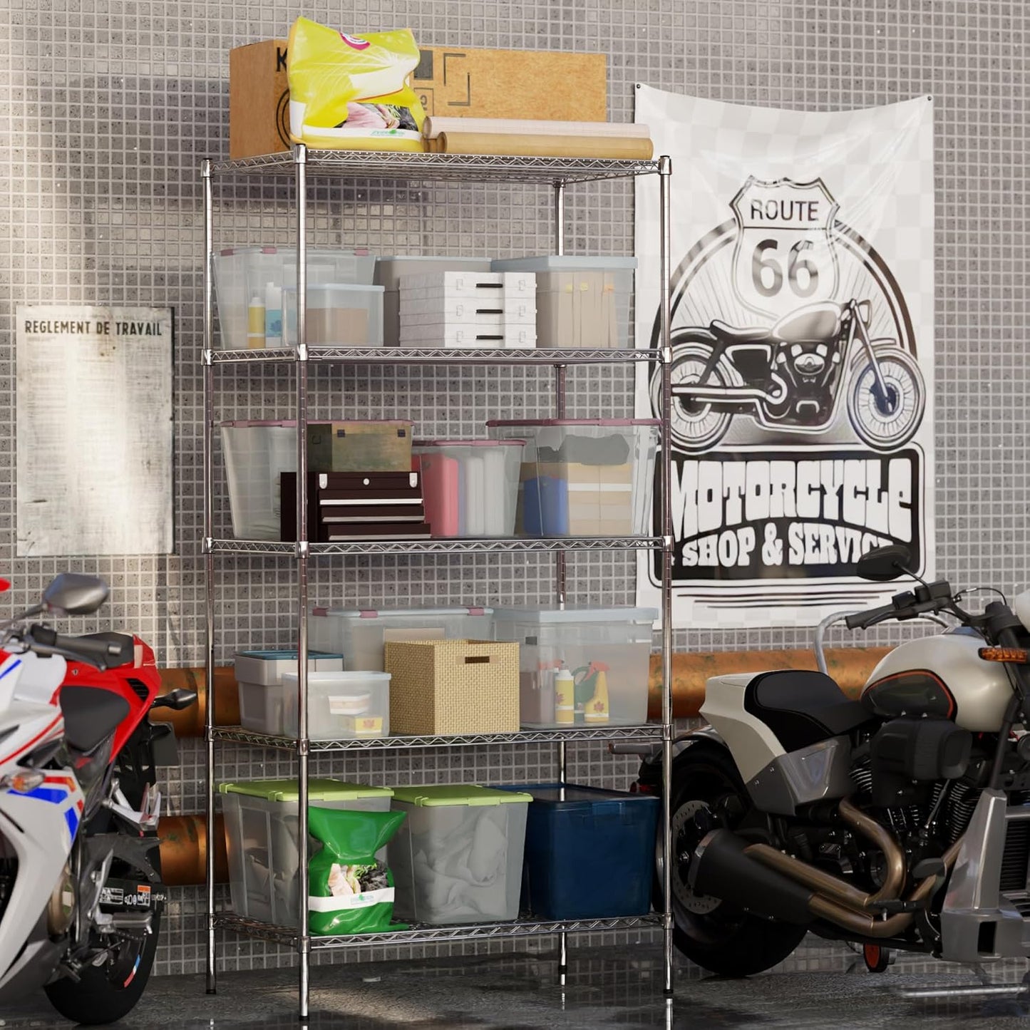 24" Deep x 42" Wide x 86" Height Wire Shelving Kit | 5-Tier | NSF Commercial Storage Rack Unit
