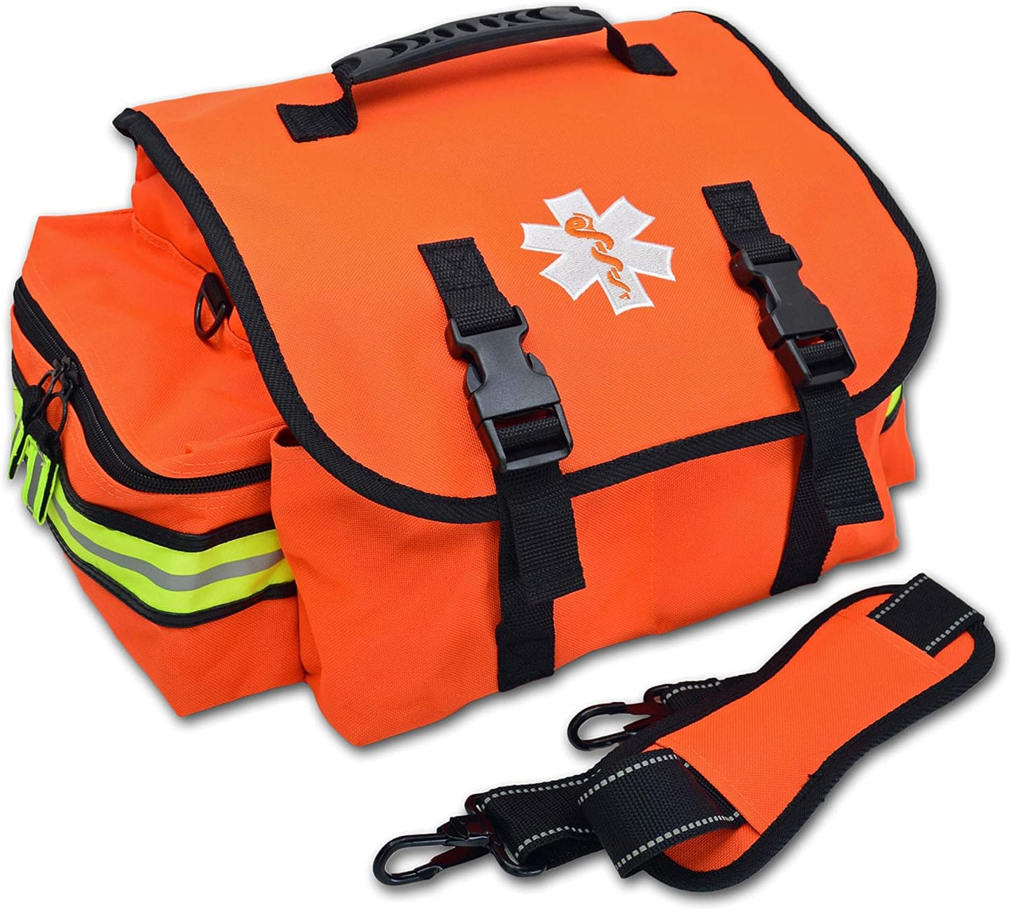 Lightning X Personalized First Responder EMT EMS Trauma Bag w/Stocked First Aid Fill Kit B & Custom Embroidered Name Patch (Orange)