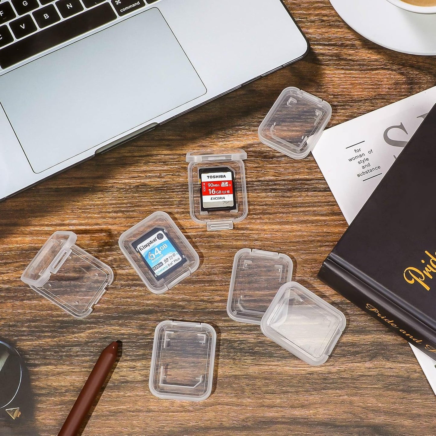 NUOMI 15Pcs SD/SDHC Memory Card Case Holder, Standard SD Plastic Storage Boxes, Clear Compact