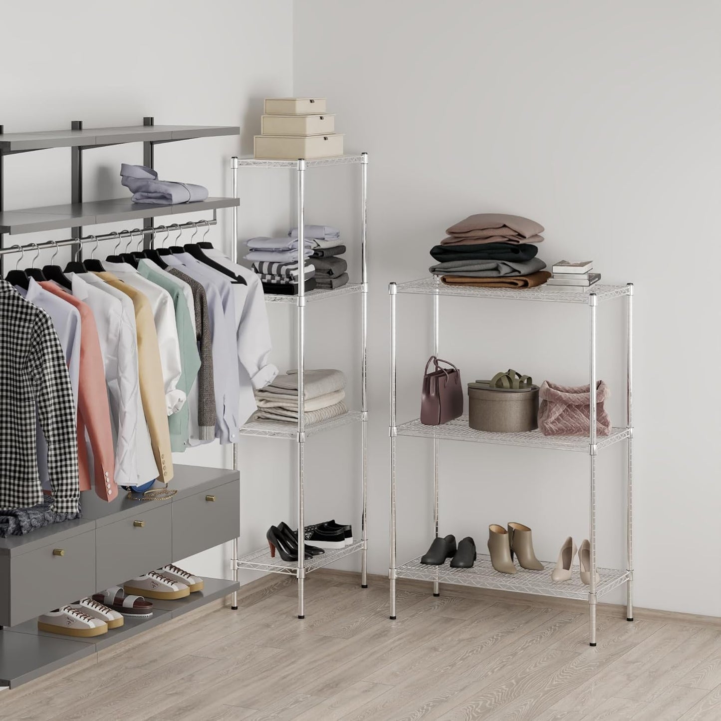 18" Deep x 36" Wide x 54" Height Wire Shelving Kit | 3-Tier | NSF Commercial Storage Rack Unit