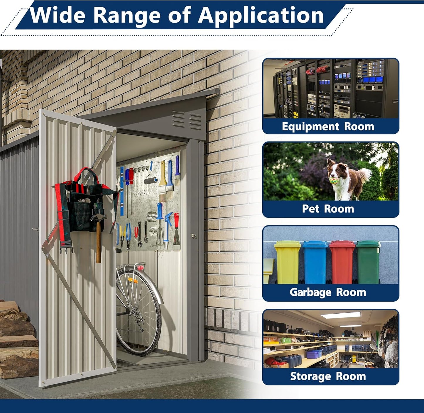Outdoor Metal Storage Shed 4 x 8 ft, Garden Shed Lean to shed for Bike, Tool Outside Shed with Floor Base, Lock, Door for Backyard, Patio, Lawn, Grey