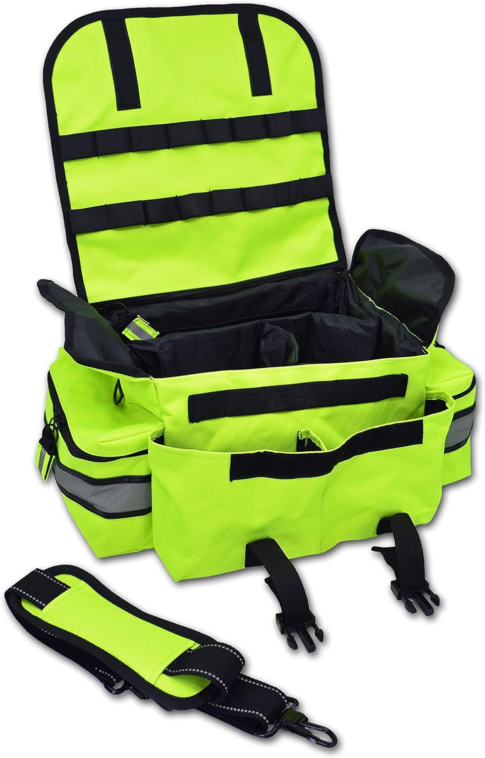 Lightning X Personalized First Responder EMT EMS Trauma Bag w/Stocked First Aid Fill Kit B & Custom Embroidered Name Patch (Fluorescent Yellow)