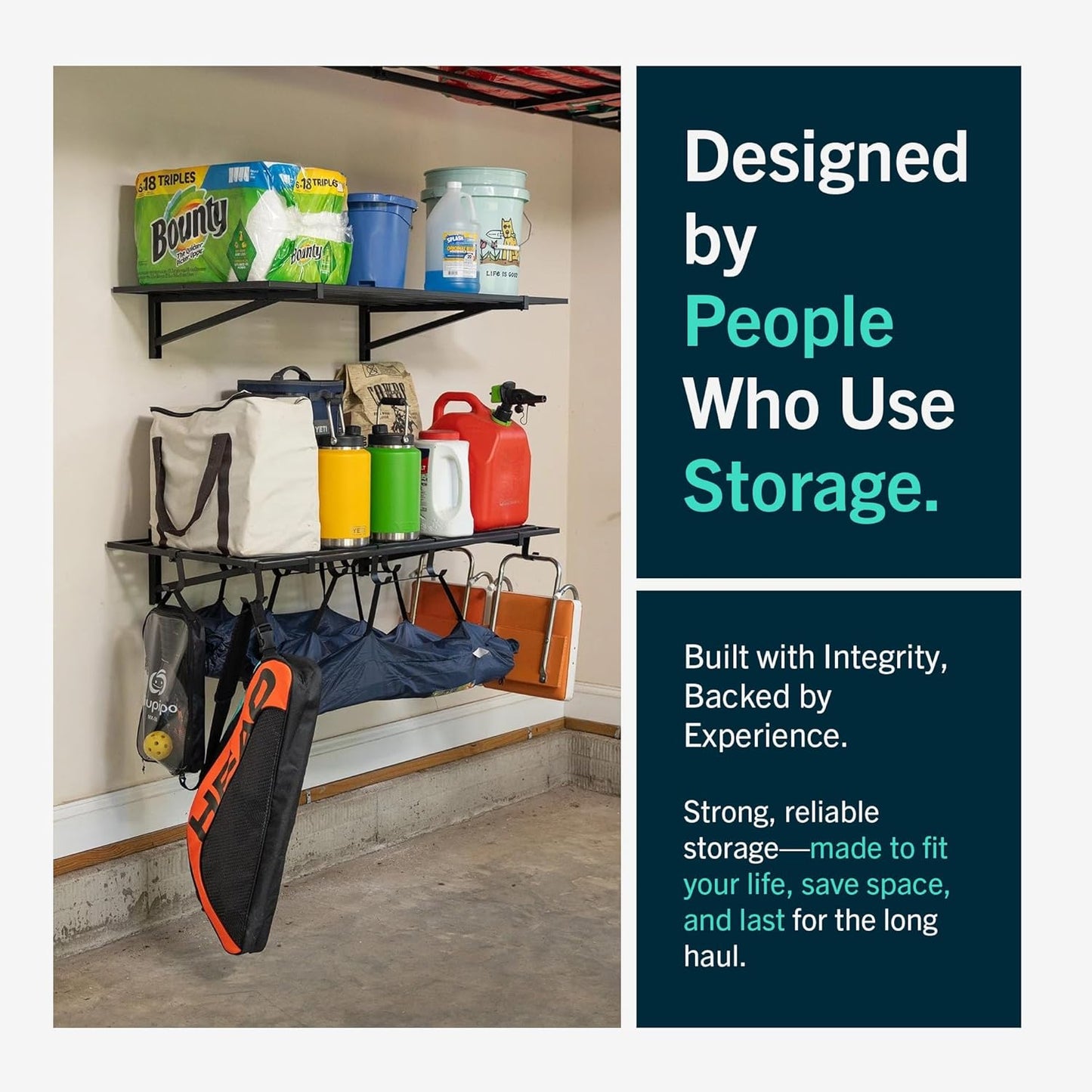 StoreYourBoard Heavy Duty Garage Shelf Wall Mount 2ft x 6ft – Wall-Mounted Shelving for Storage & Organization – Heavy Duty Garage Shelves for Tools, Bins, & Equipment – Holds 500 lbs - Black