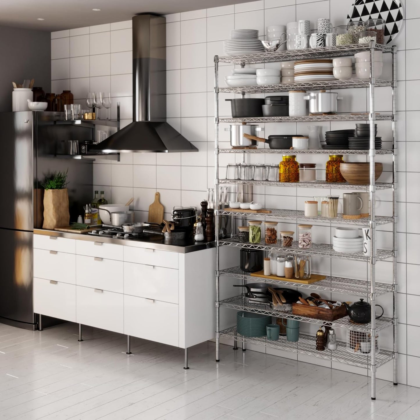 14" Deep x 48" Wide x 86" Height Wire Shelving Kit | 10-Tier | NSF Commercial Storage Rack Unit