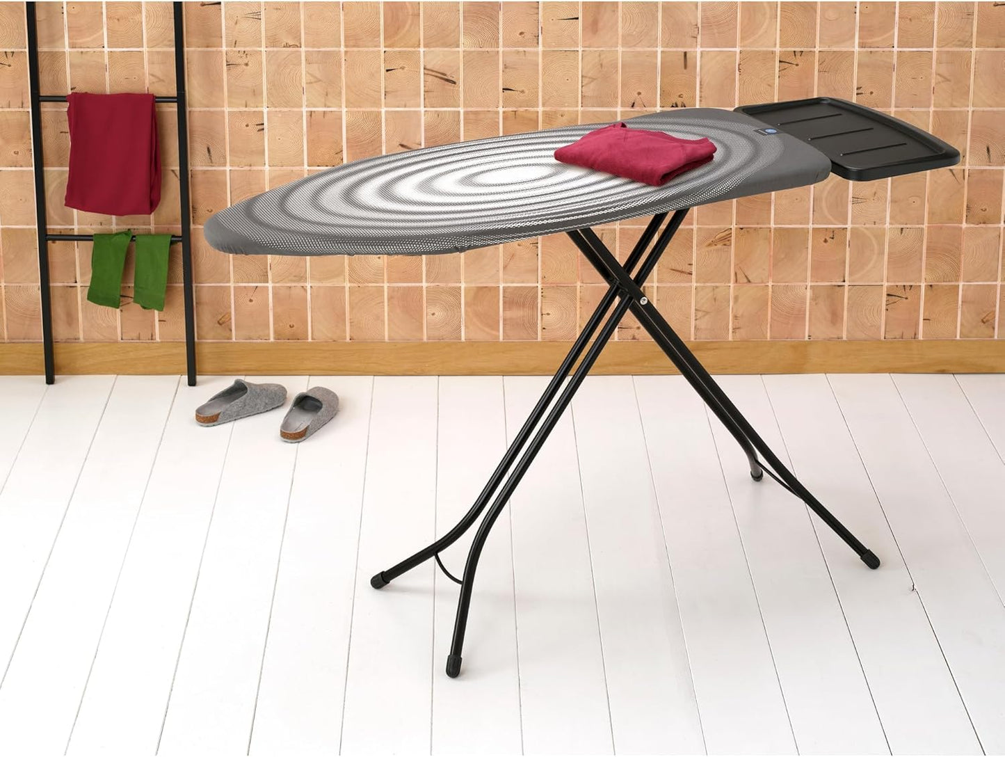 Brabantia - Ironing Board C - Extra Large Steam Unit Holder - Adjustable in Height - Non-Slip Rubber Feet - Cotton Cover with Foam Layer - Foldable XL Unit - Titan Oval - 49 x 18 inches