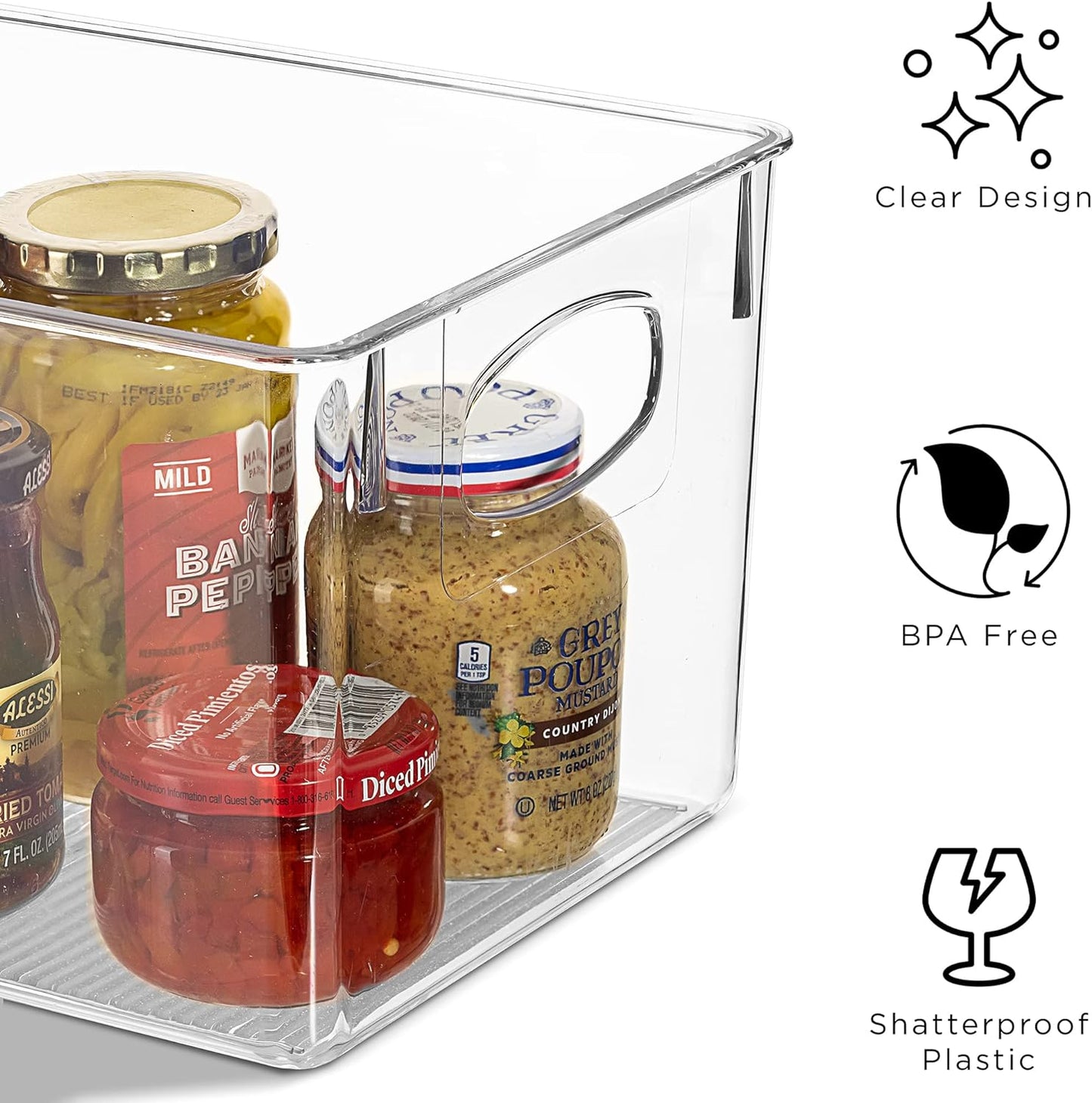 Sorbus Large Clear Plastic Storage Bins for Shelves, Clothes, with Handle - Clear Storage Bins, Drawer, Shelf, Closet, Pantry, Fridge, Freezer Organizer Bins, Closet Organizers and Storage (8 pack)