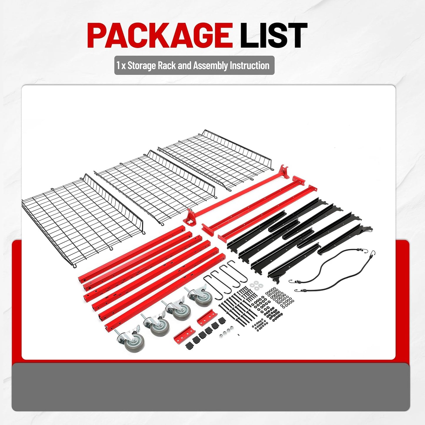 Auto Body Parts Storage Rack 3 Shelf Cart Storage Rack Stand with Locking Casters for Repair Shops Garages Heavy Duty Steel Powder Coated