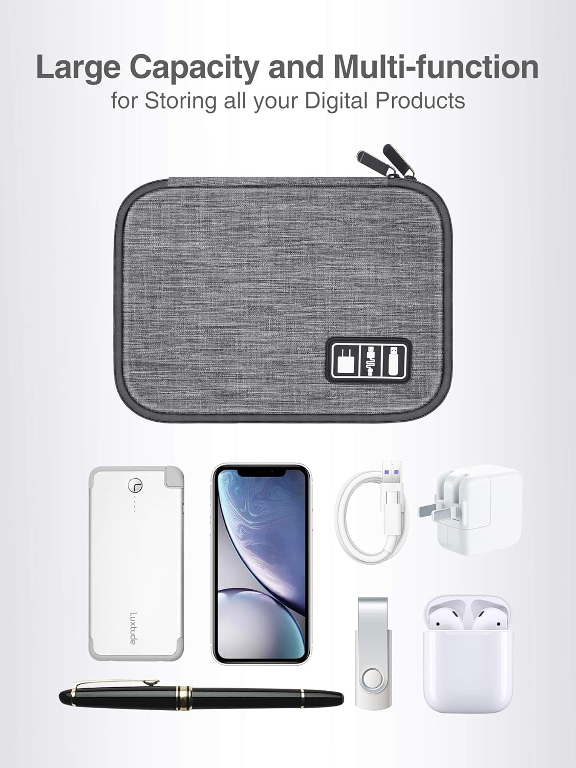 Luxtude Cord Organizer Bag, Travel Cable Organizer Bag, Electronic Organizer Travel Case for Chargers and Cords, Tech Bag & Charger Case, Flying Essentials for Electronics Items/USB,etc