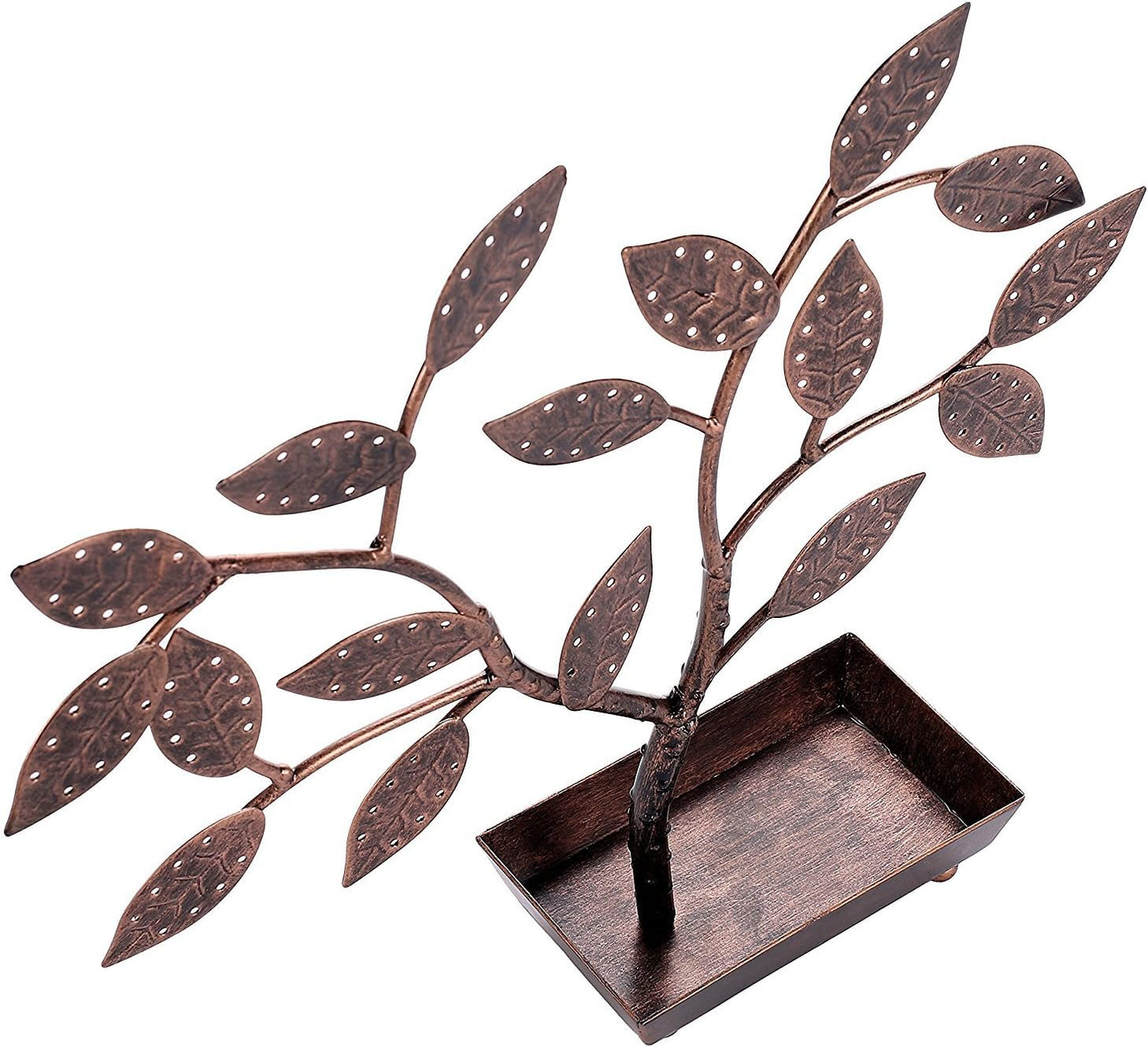 MyGift Jewelry Tree w/Bird Nest 48 pair Earrings Holder, Bracelets/Necklace Organizer Stand (Bronze Metal)