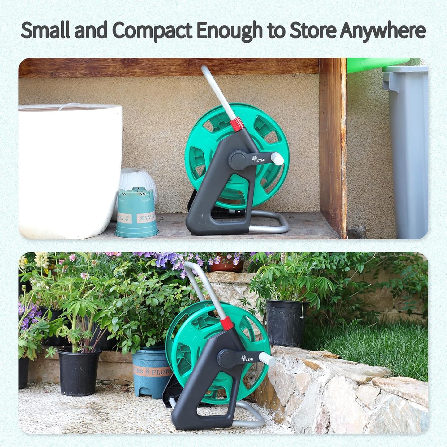 Garden Water Hose Reel Cart,Holds 50-60 Ft of 5/8 Inch Hose, Portable Hose Pipe Holder for Outside