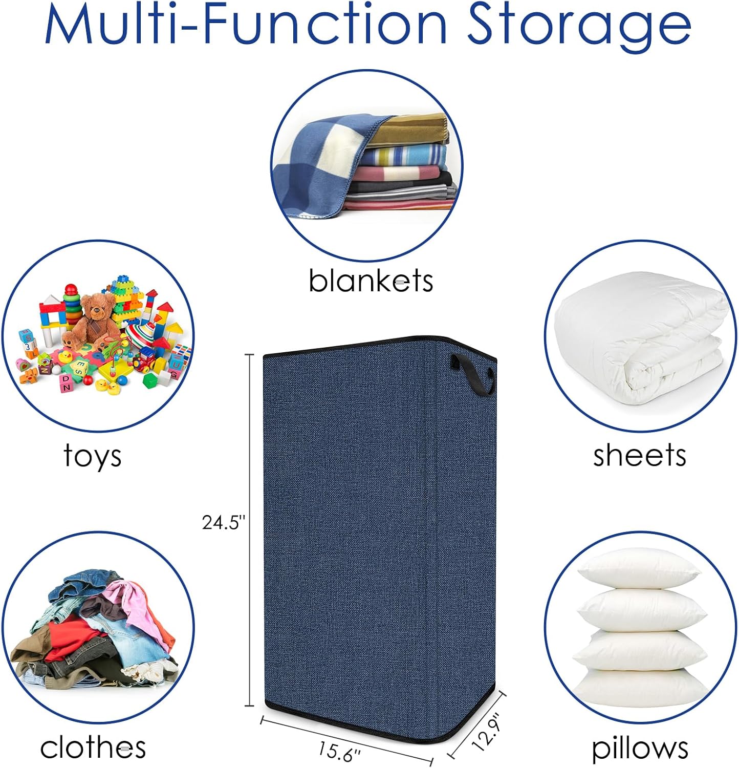 SNIGJAT Large Laundry Hamper, Tall Laundry Hamper with Sturdy Handles, Hampers for Laundry, Rectangular Dirty Clothes Hamper for Bedroom, Extra Large Laundry Basket for Clothes Toys, 80 L