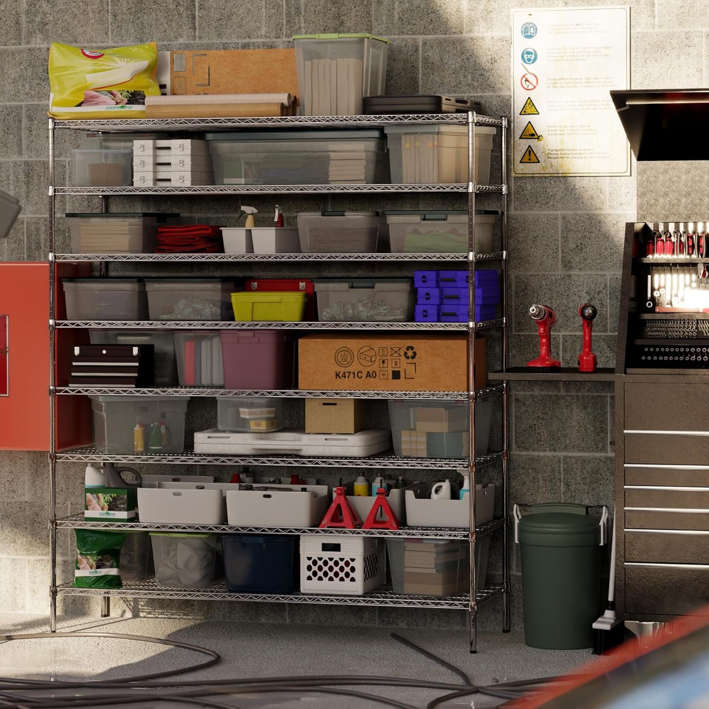 24" Deep x 72" Wide x 86" Height Wire Shelving Kit | 8-Tier | NSF Commercial Storage Rack Unit